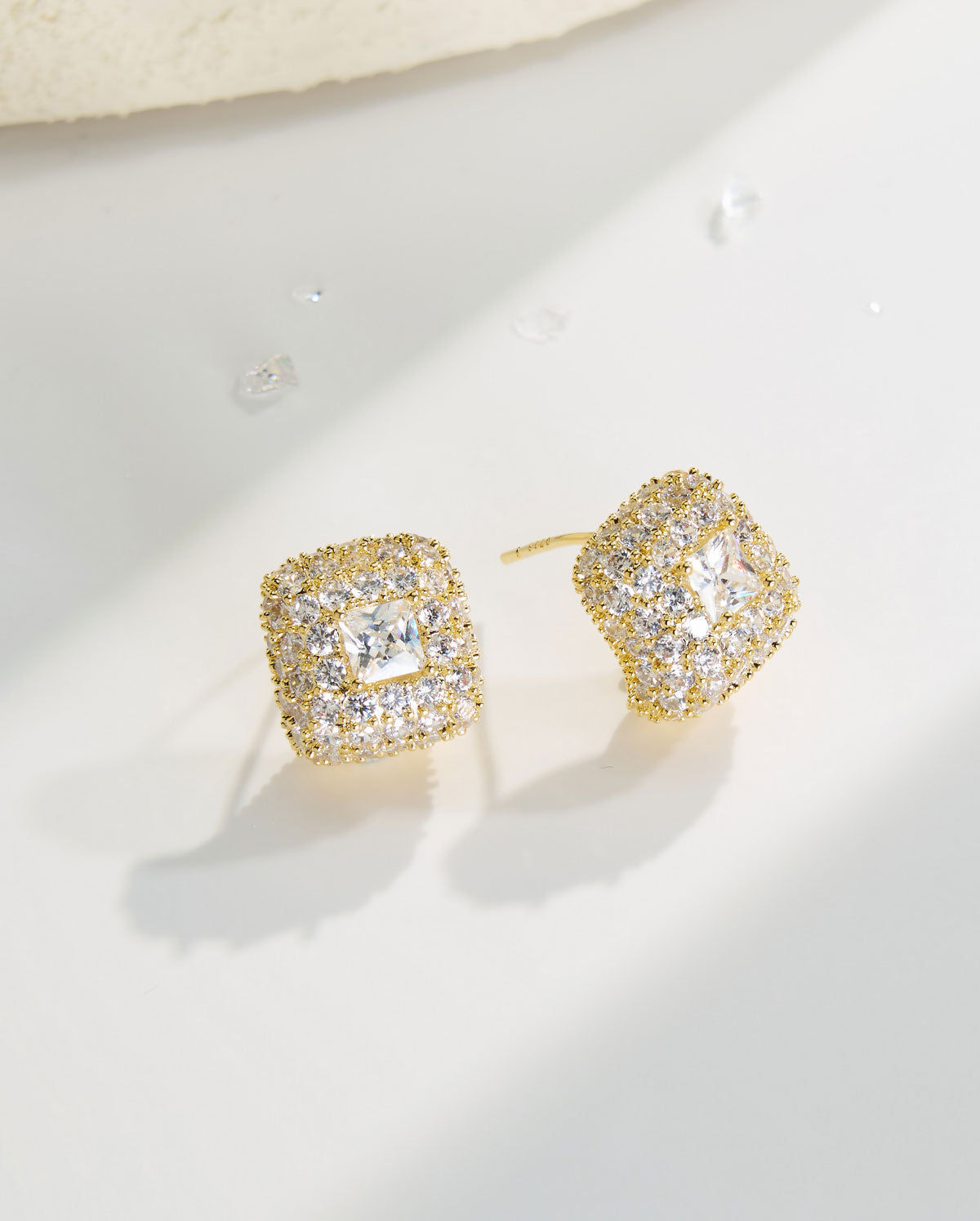 2PCS Luxe Pave Sparkle CZ Stud Earrings