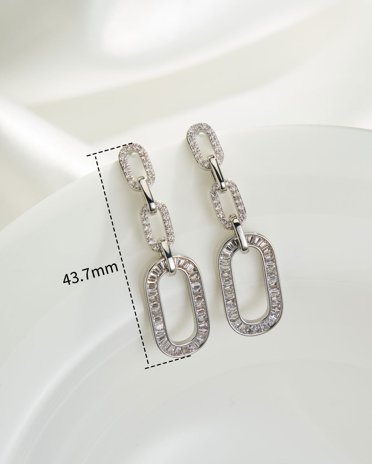 2PCS CZ Interlocking Chain Drop Earrings