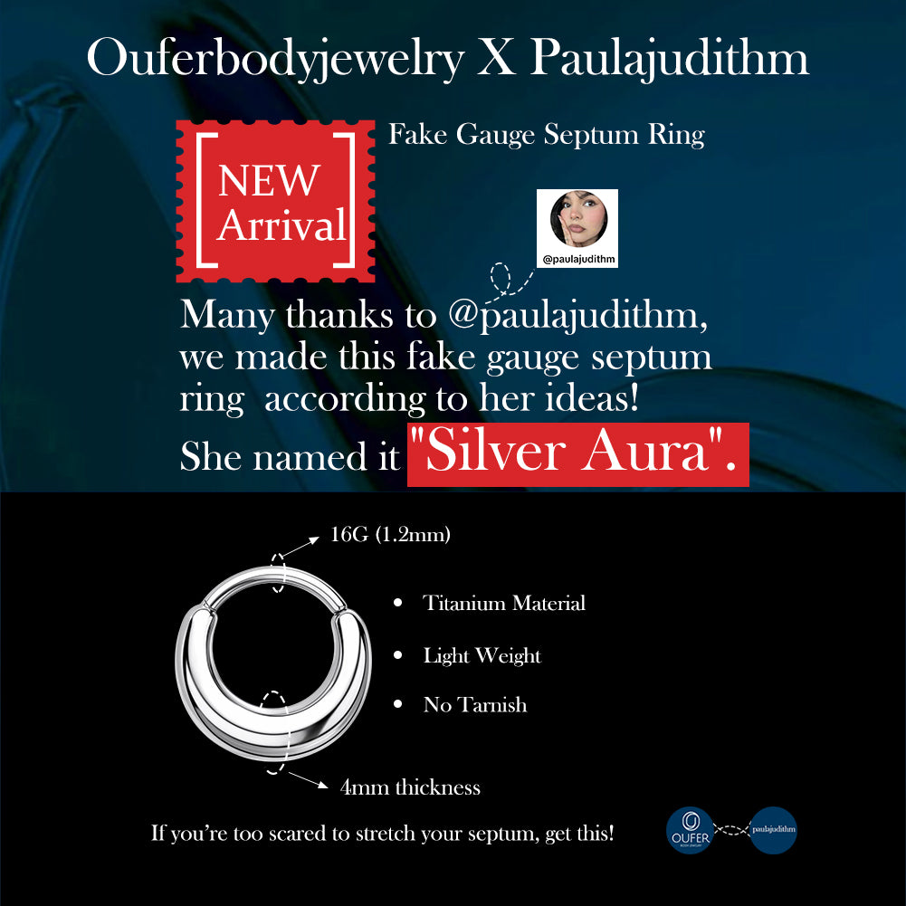 Paula's Design Silver Aura Titanium False Stretched Thick Septum Ring