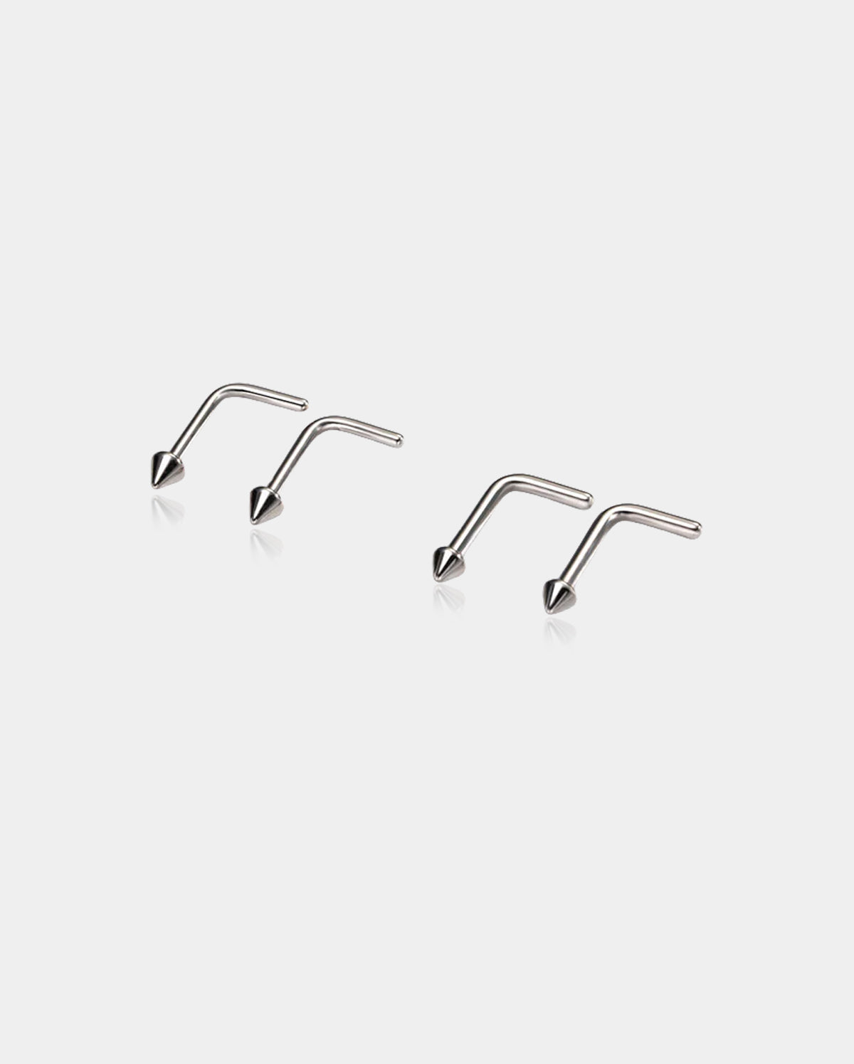 Spike L-Shaped Titanium Nose Stud Set