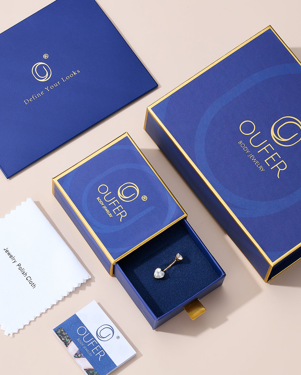 Anillo de vientre de oro 14G Anillo de botón de vientre de corazón CZ claro