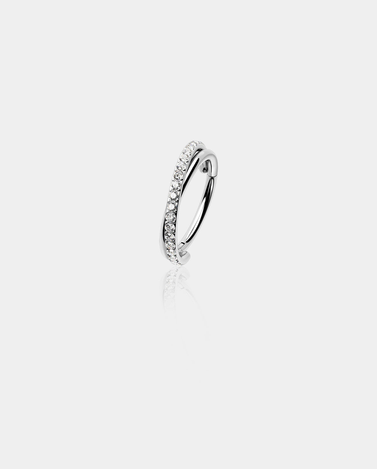18G Crossed CZ Segment Nose Ring