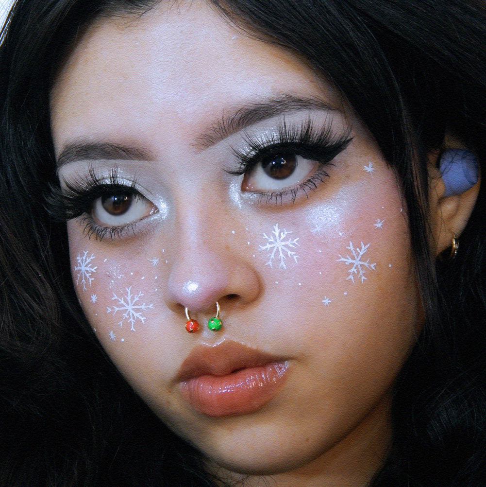 Red and Green Bauble Ball Internally Threaded Septum Ring