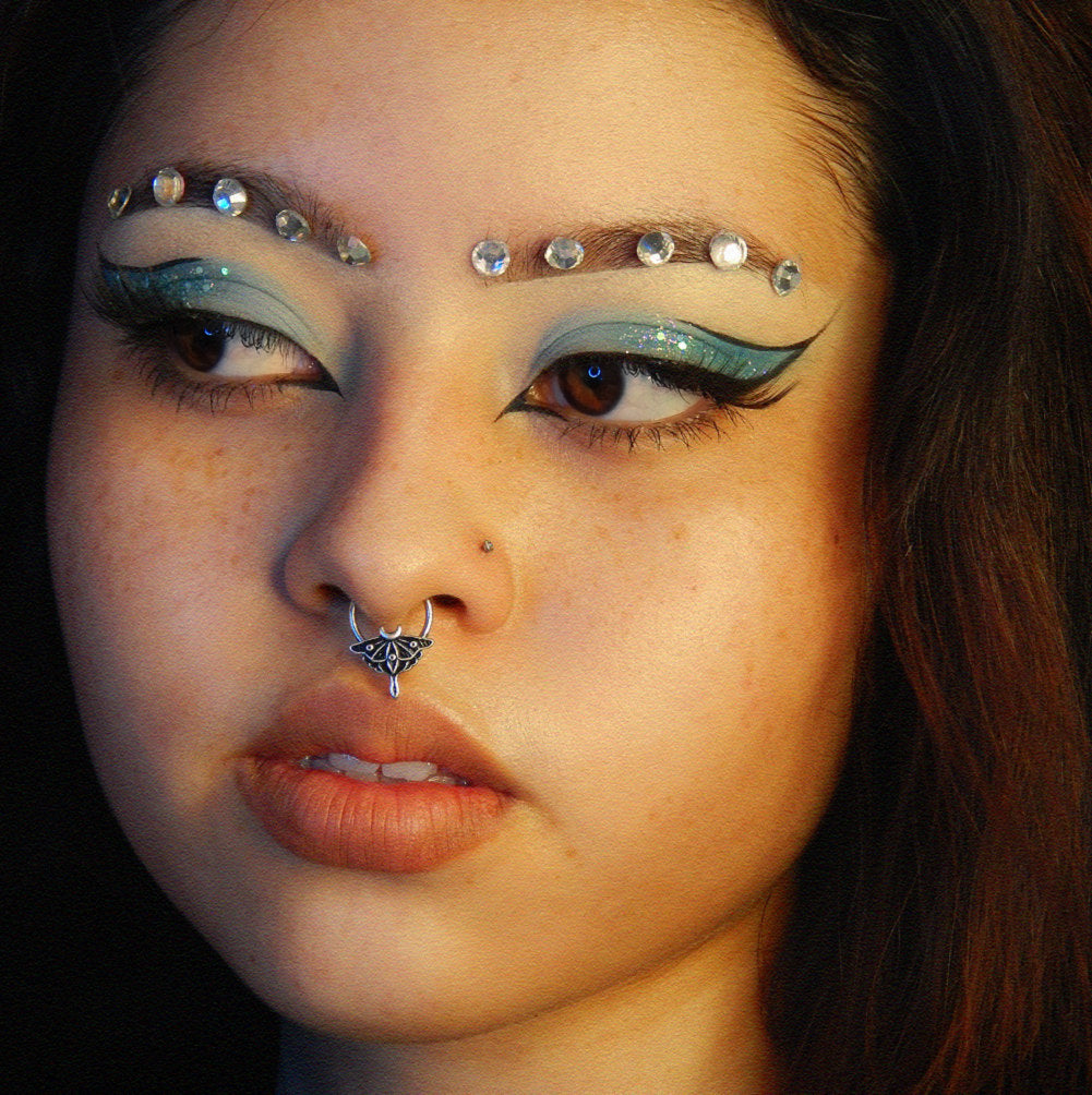 Retro Moon Phase Moth Segment Septum Ring