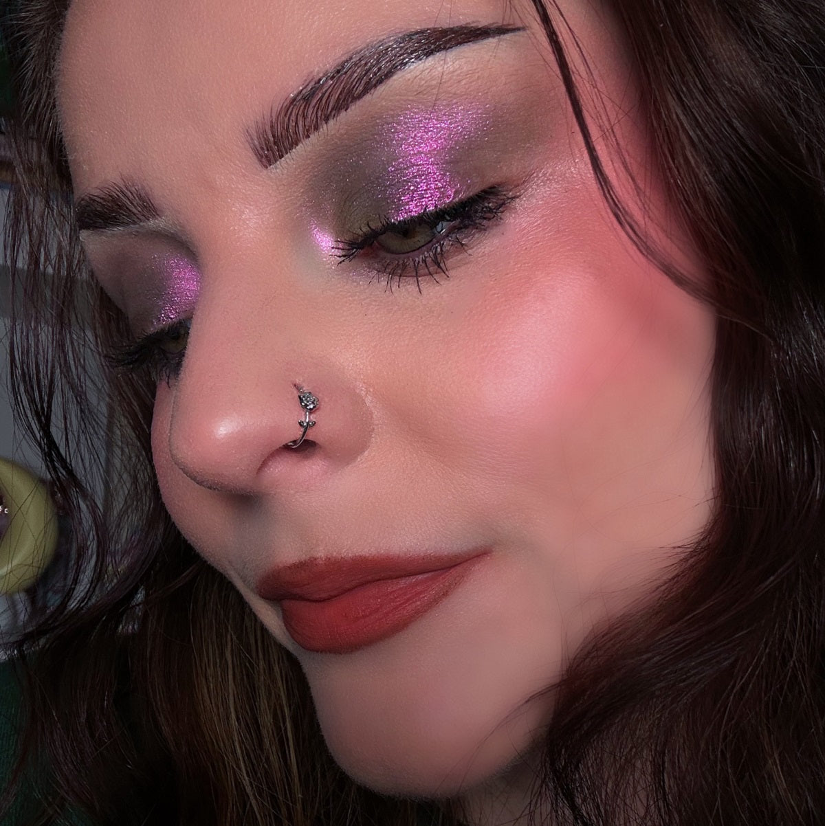 Engraved Rose Seamless Nose Hoop