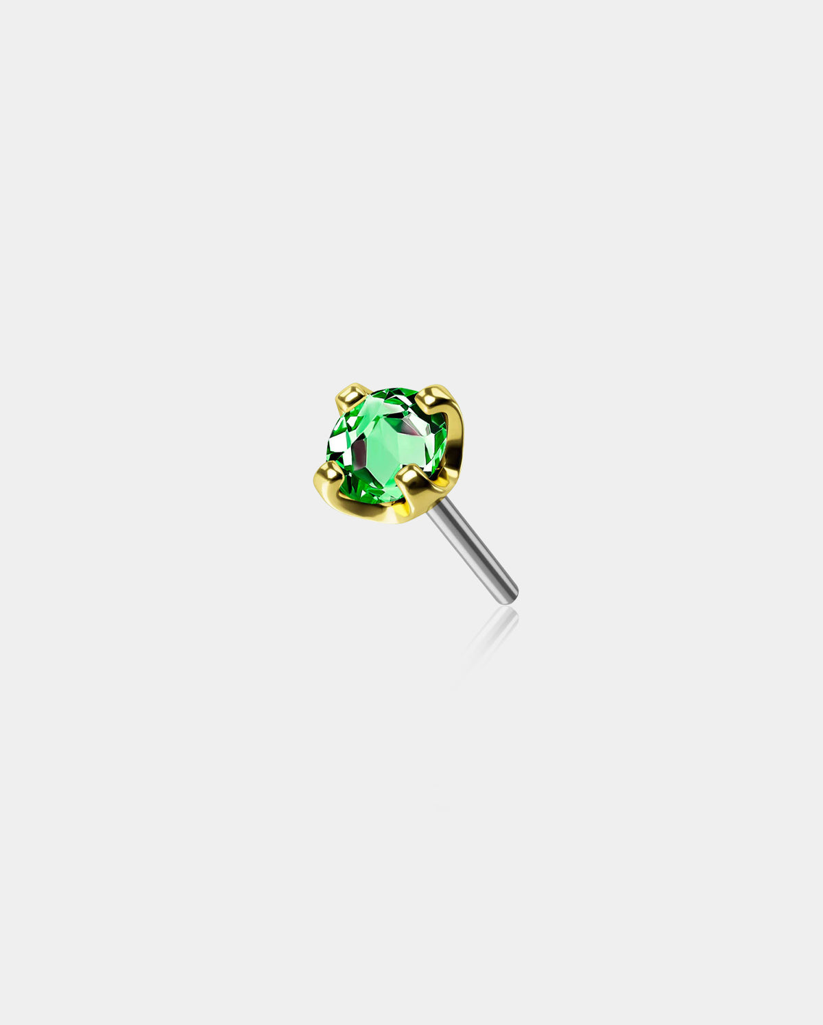 14k gold green stud