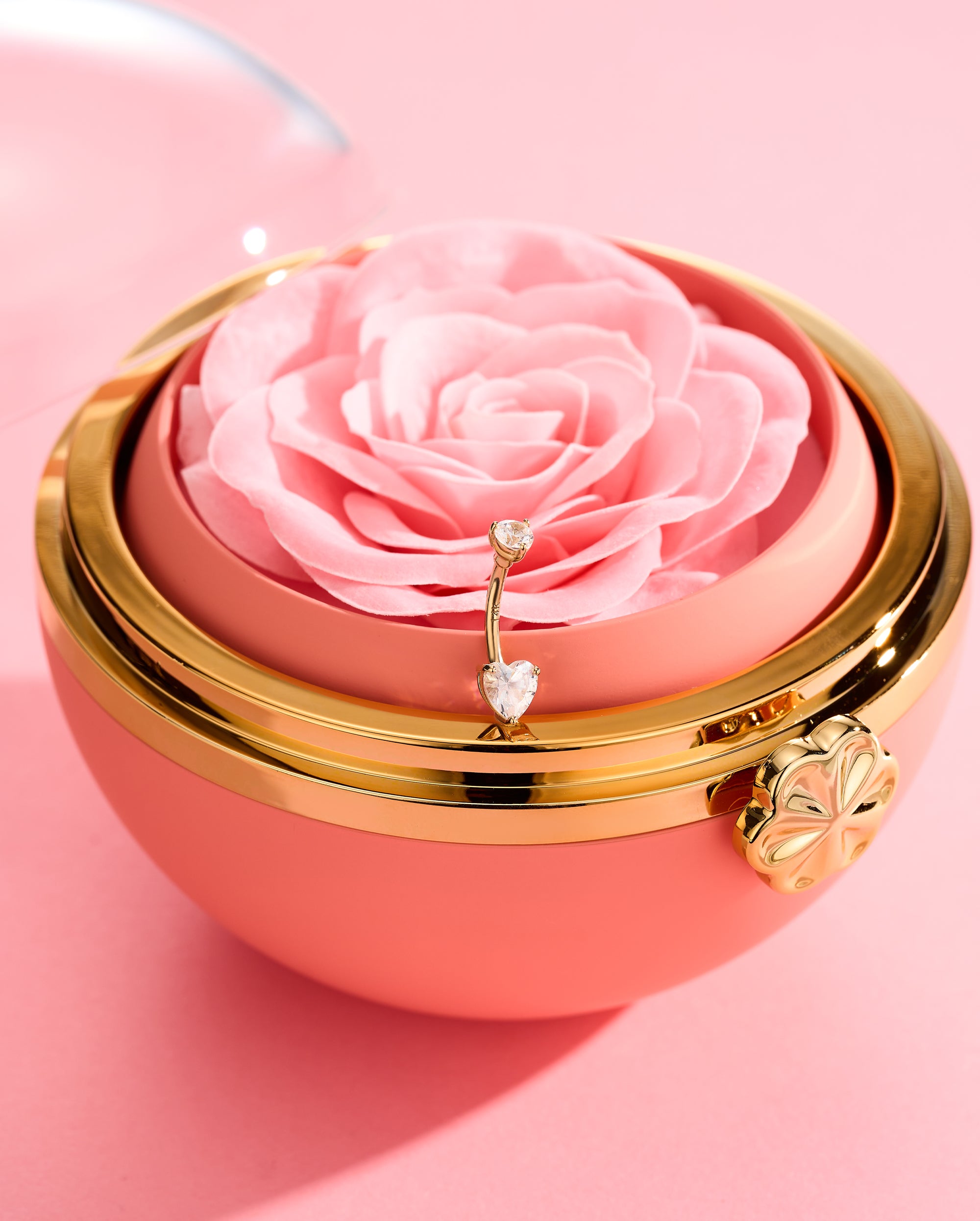 Anillo de vientre de oro 14G Anillo de botón de vientre de corazón CZ claro