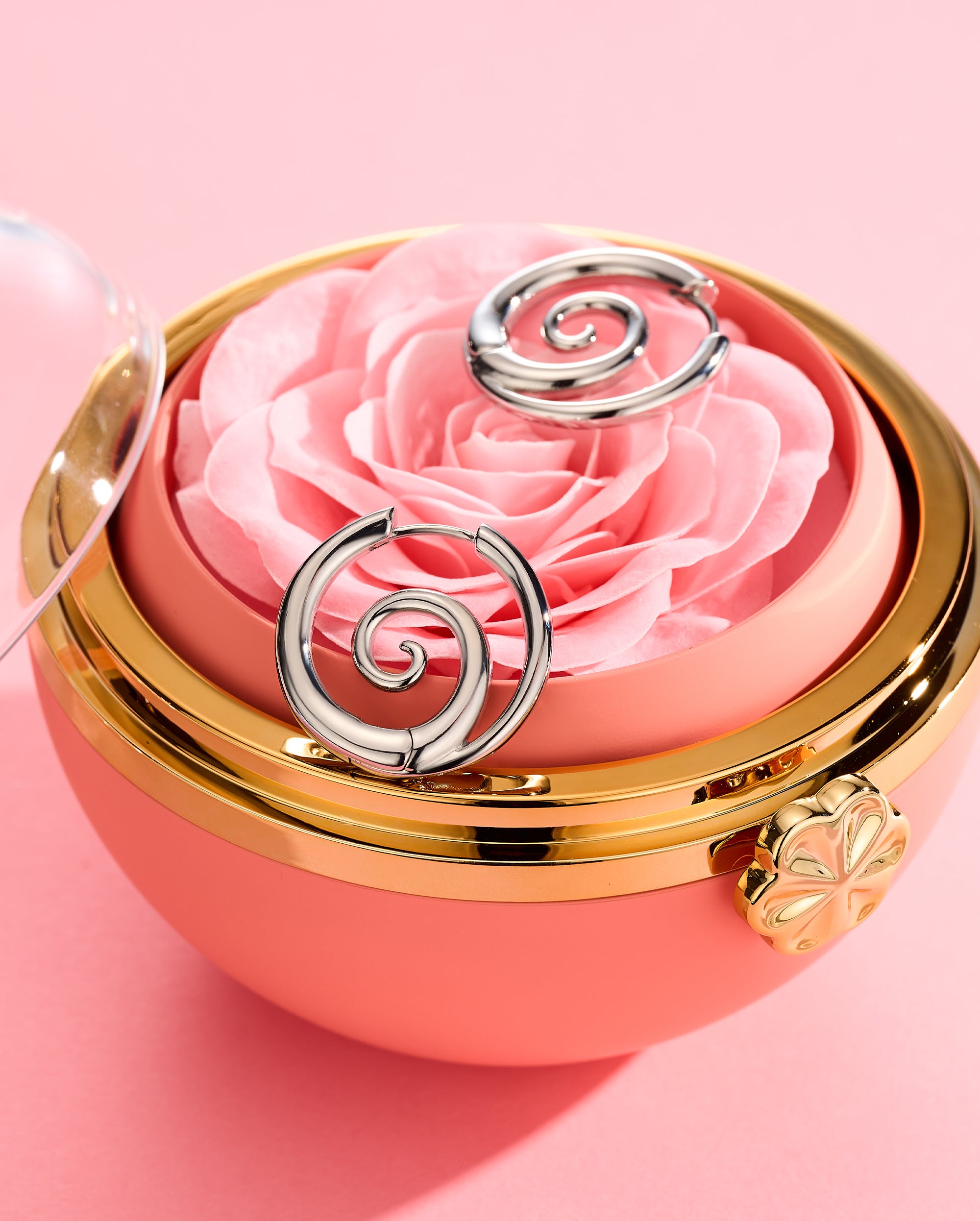 2PCS Faux Stretched Spiral Clicker Earrings