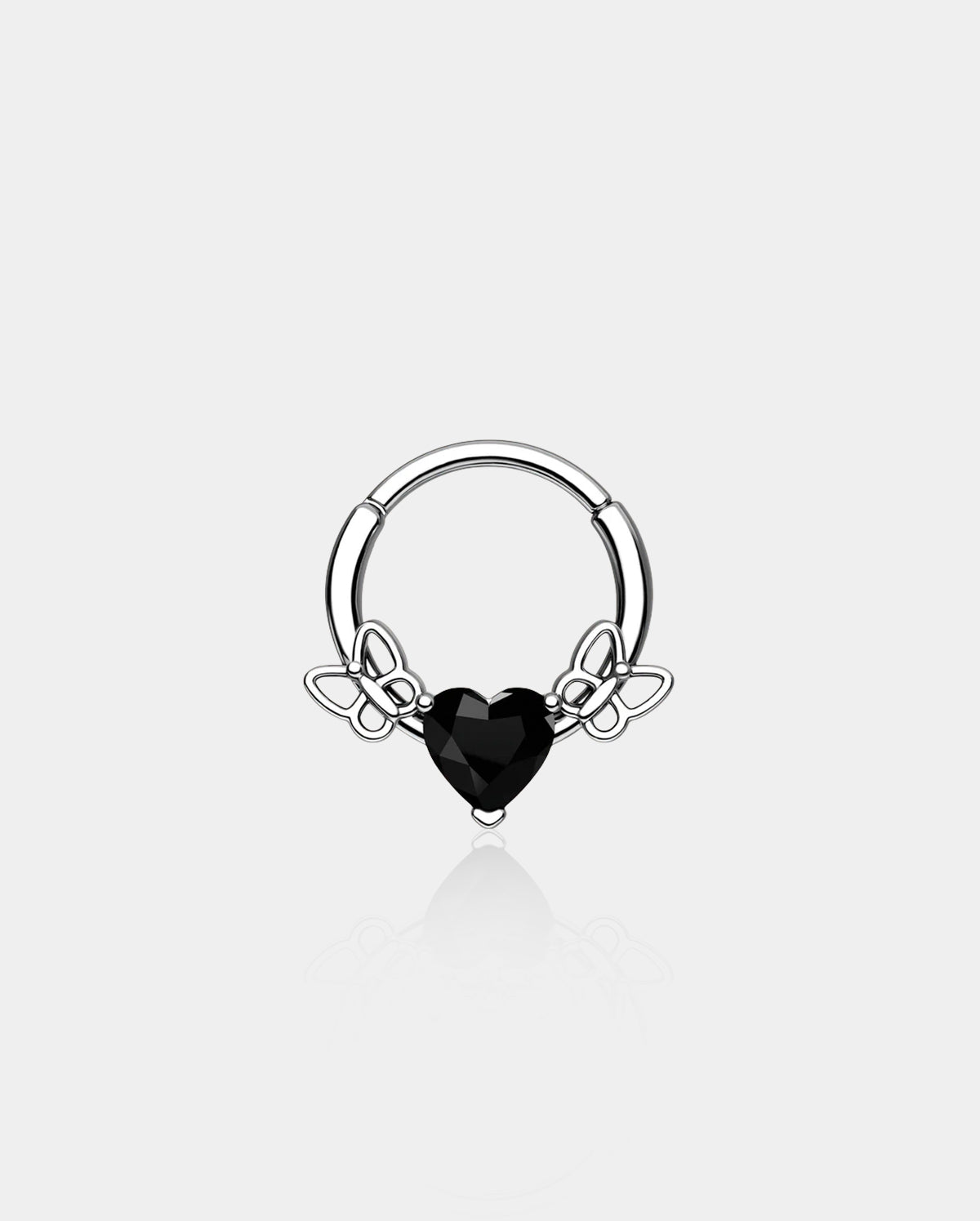 Butterflies Filigree Heart CZ Septum Ring