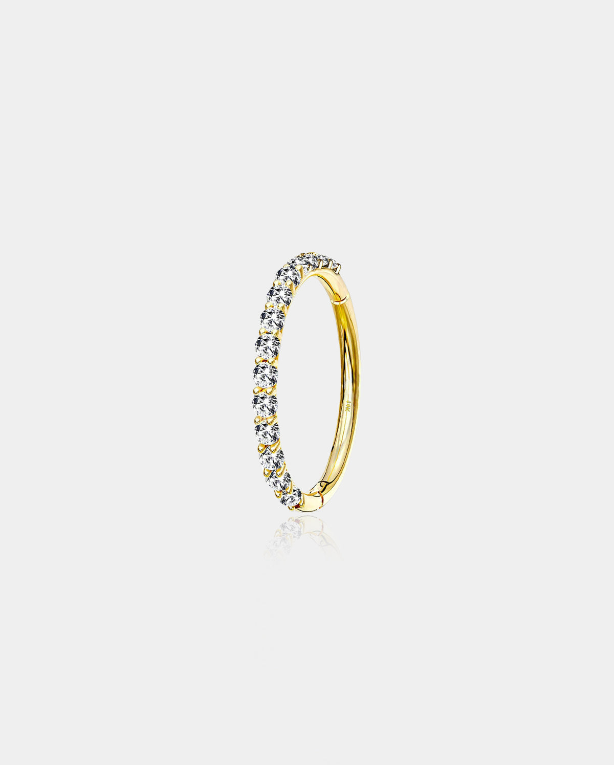 14K Oro 20G Anillo de nariz con bisagras Segmento CZ Anillo de aro de nariz