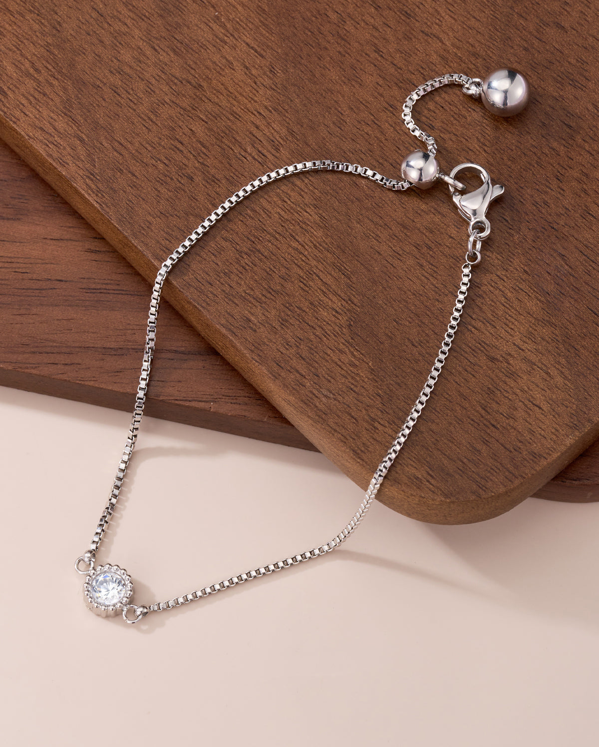 Silver and Gold Minimal Round CZ Bracelet