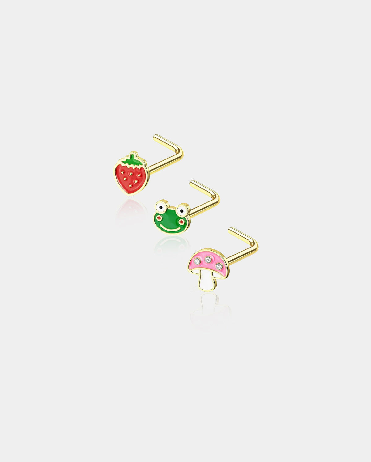 Anneau de nez fraise/grenouille/champignon en forme de L 20G