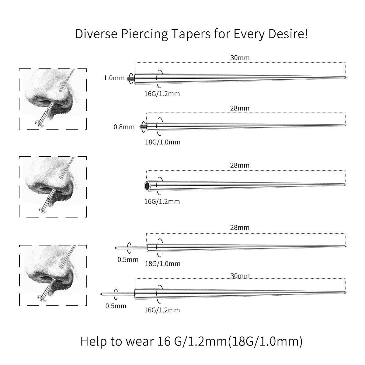 6PCS Body Jewelry Changer Kit