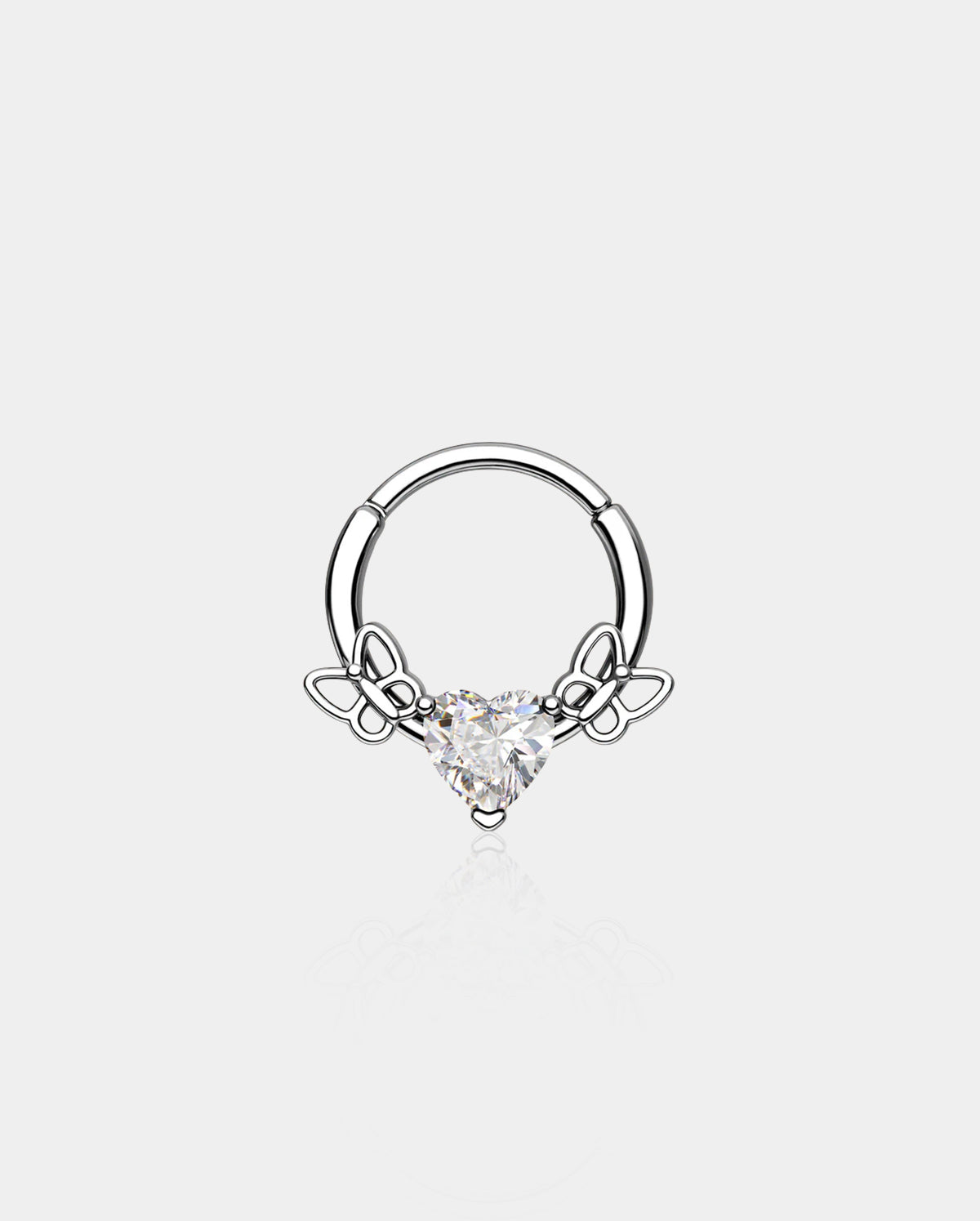 Butterflies Filigree Heart CZ Septum Ring