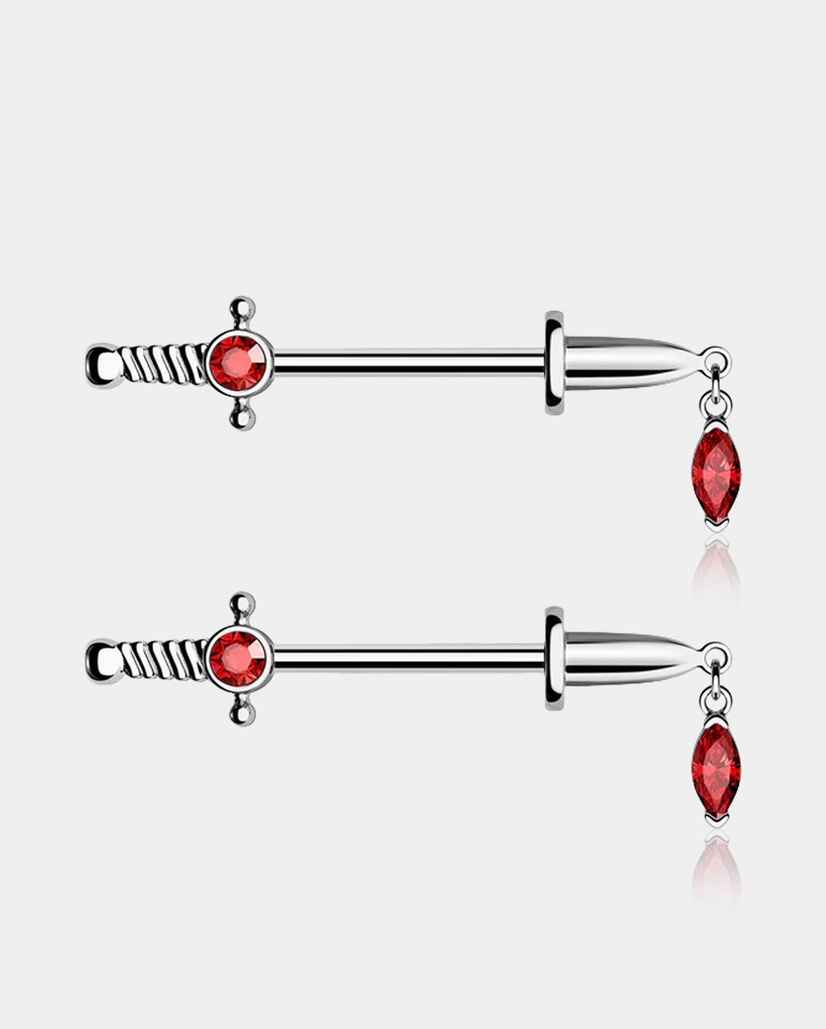 Oufer 14G Sword Nipple Rings Red Diamond Nipple Barbell Oufer 14G Sword Nipple Rings Red Diamond Nipple Barbell