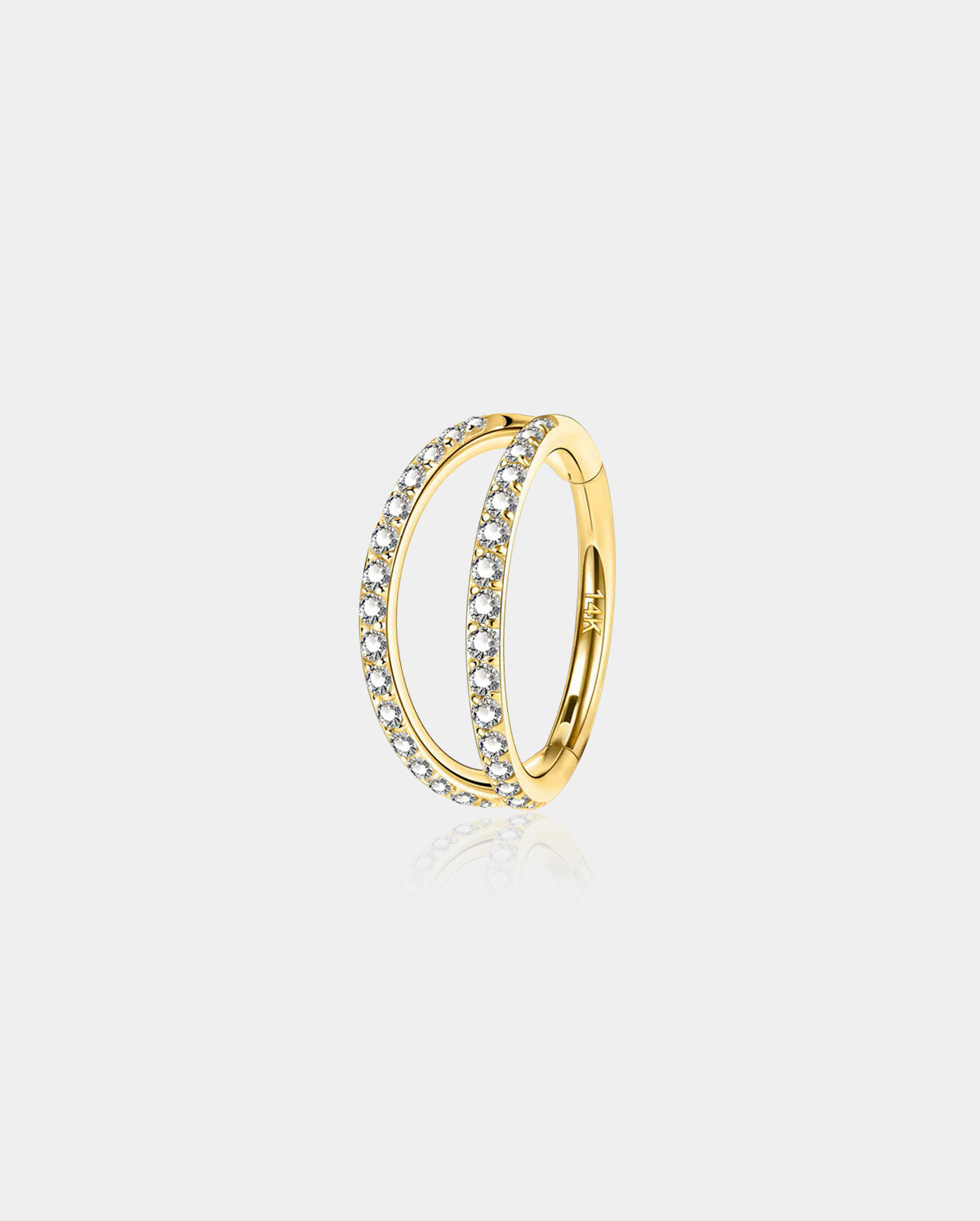 14K oro 20G doble fila CZ nariz aro anillo