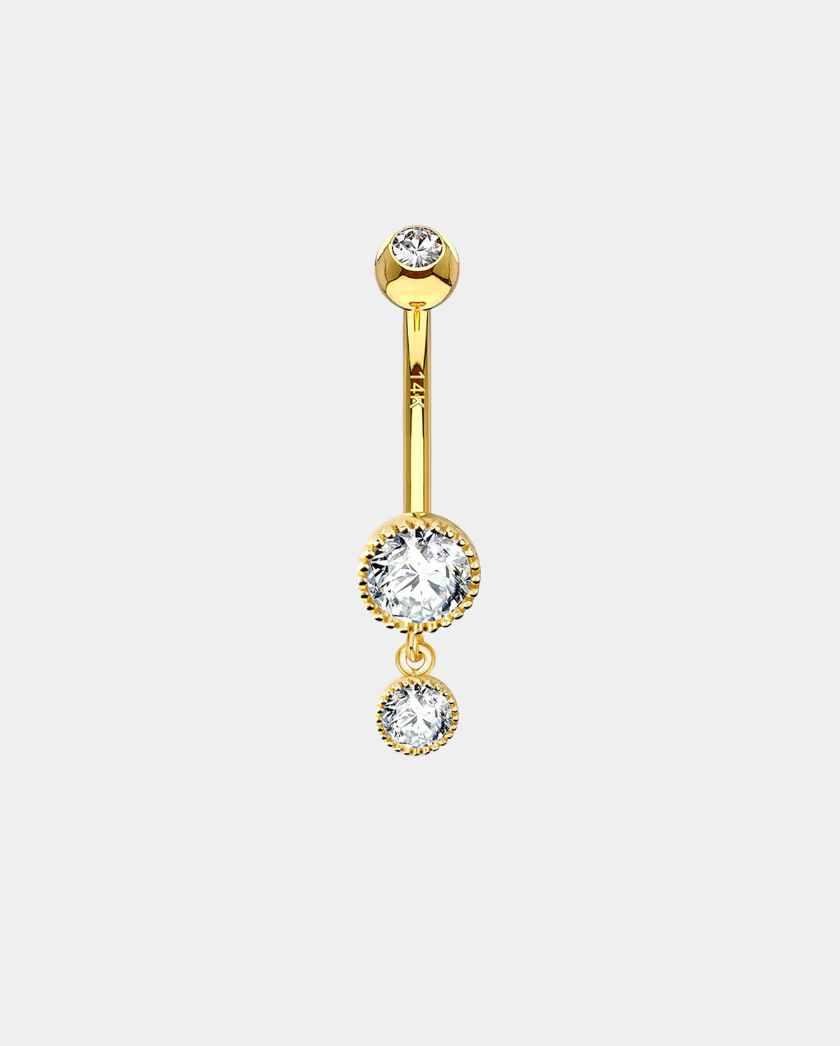 CZ gold dangle belly button rings