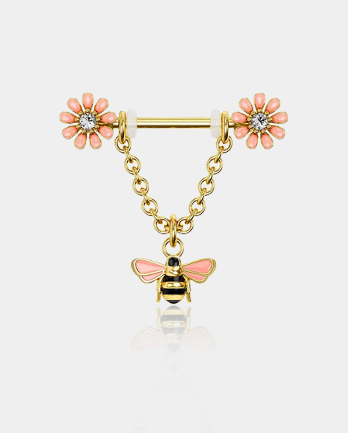2PCS Dangle Bee Nipple Rings Set