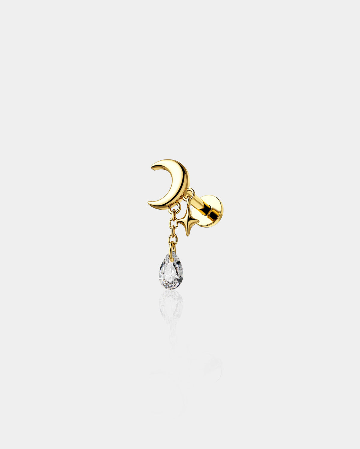 gold moon & Star cartilage stud