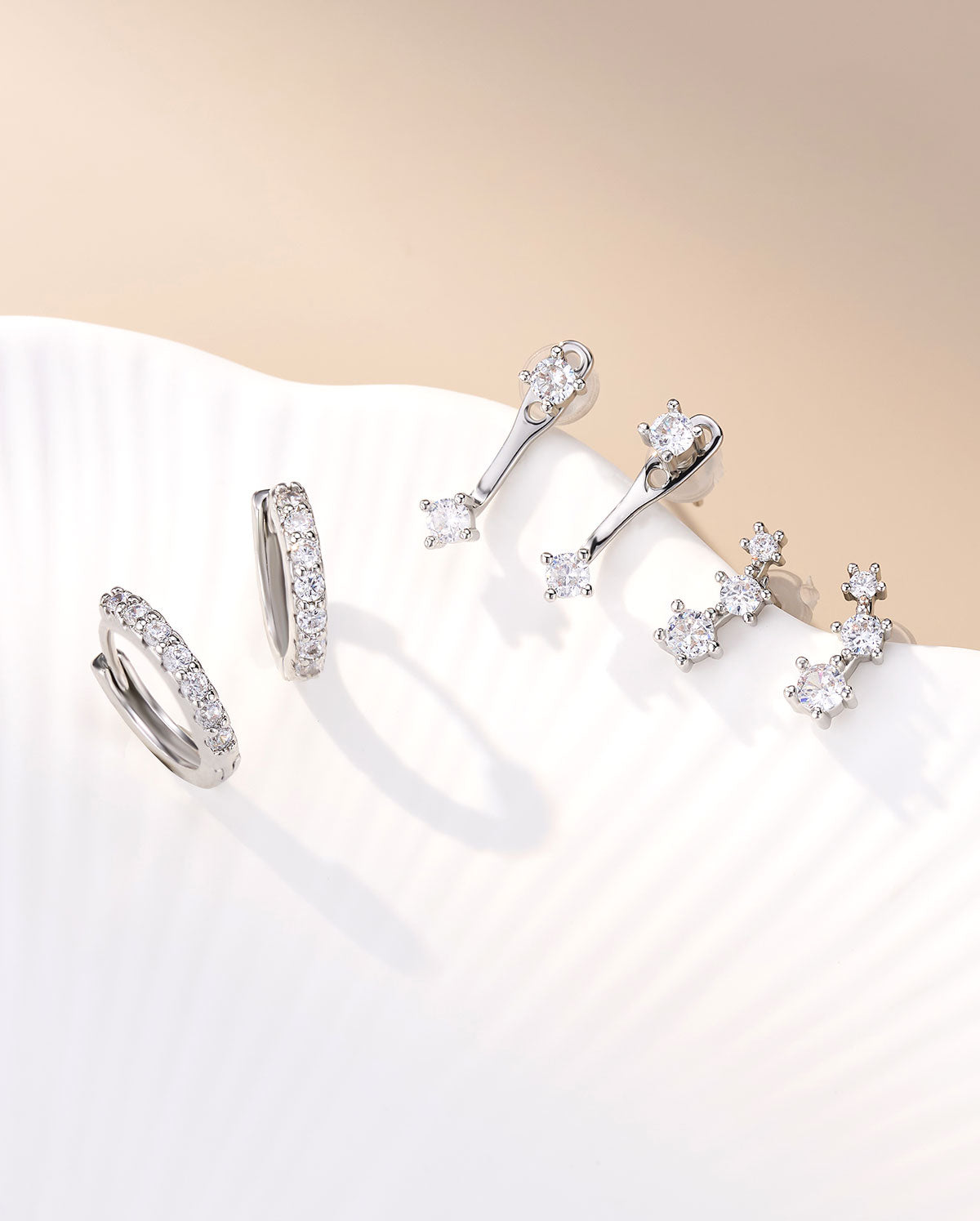 6PCS Clear CZ Stacked Earrings Set