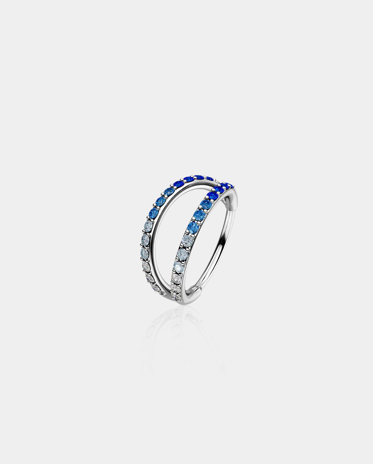 gradient blue double hoop nose ring