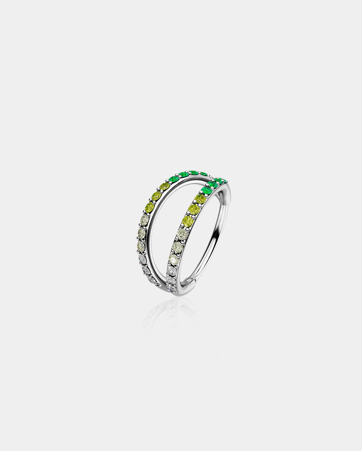 gradient green double hoop nose ring