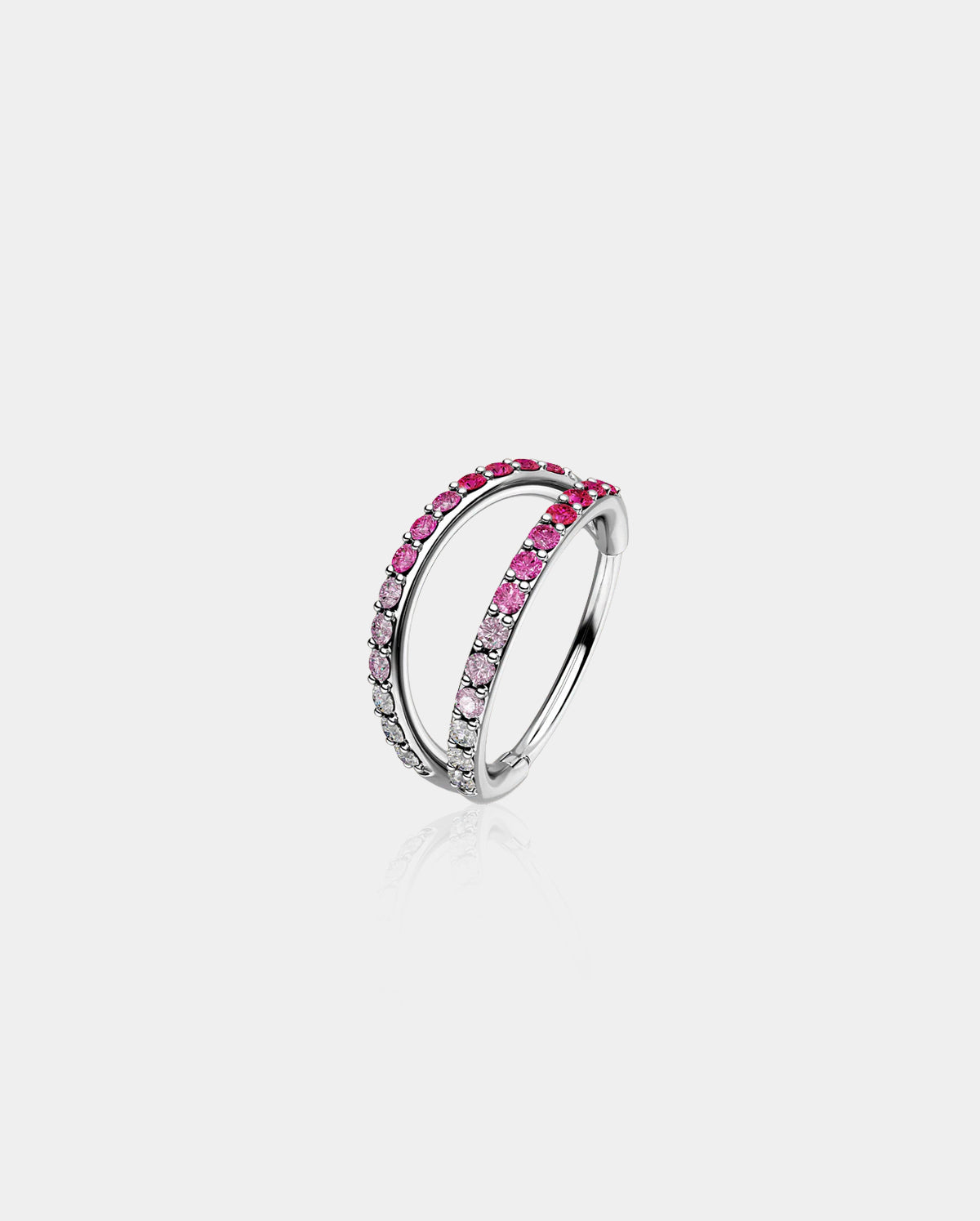 gradient pink double hoop nose ring