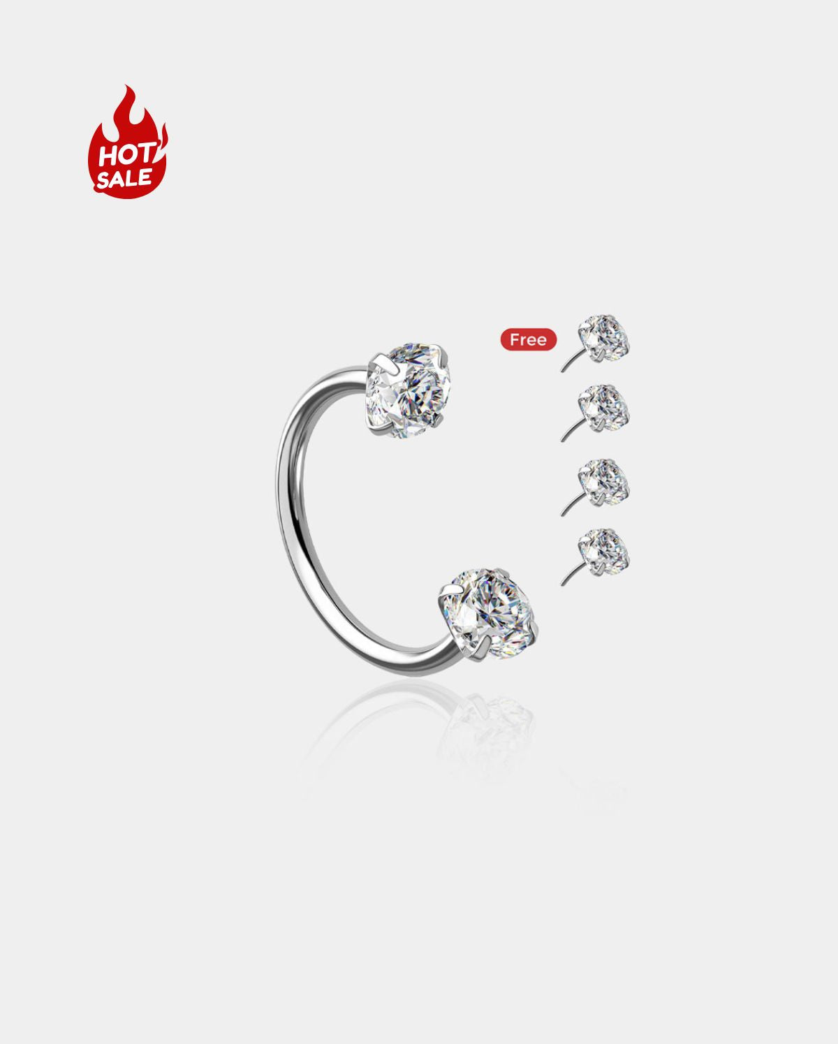 Threadless CZ Horseshoe Nose Ring Set-Upgraded Style