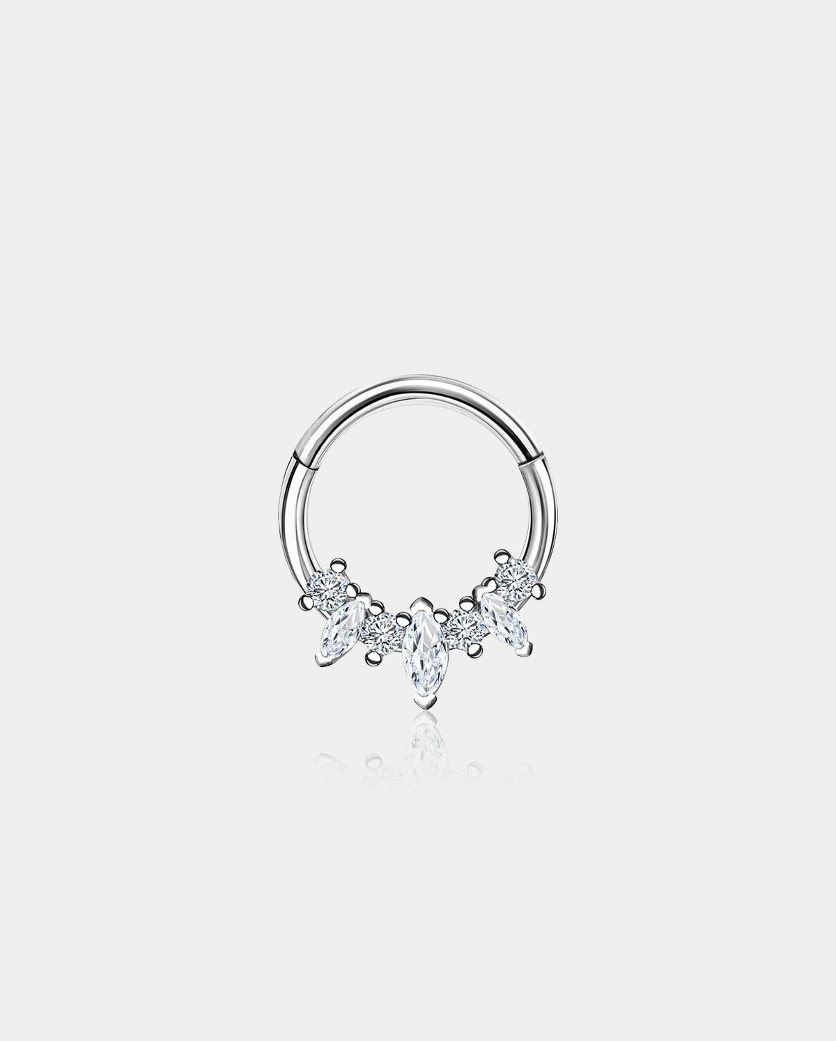 16G Oval and Round CZ Septum and Daith Hoop Ring - OUFER BODY JEWELRY