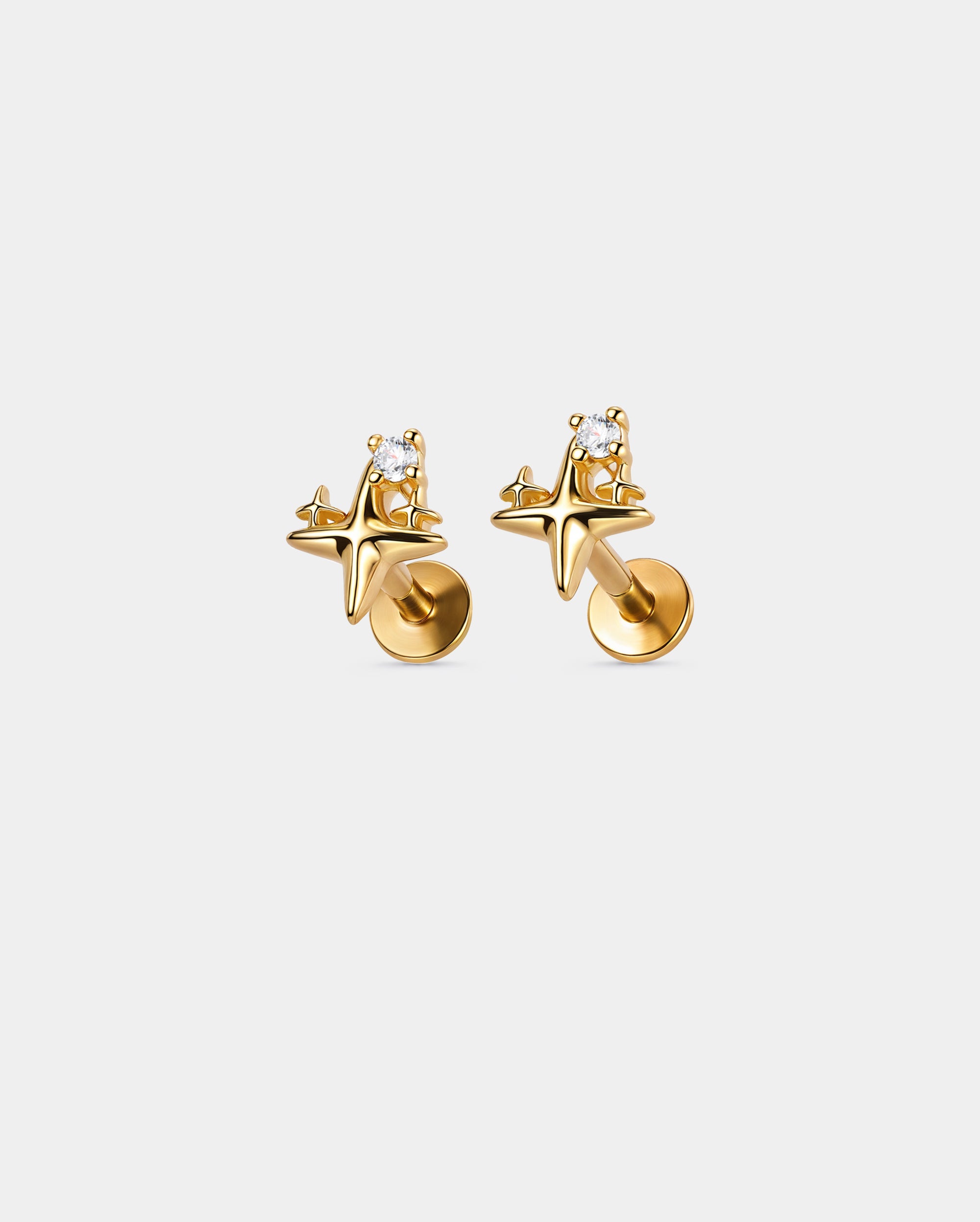 flat back starburst cartilage earring