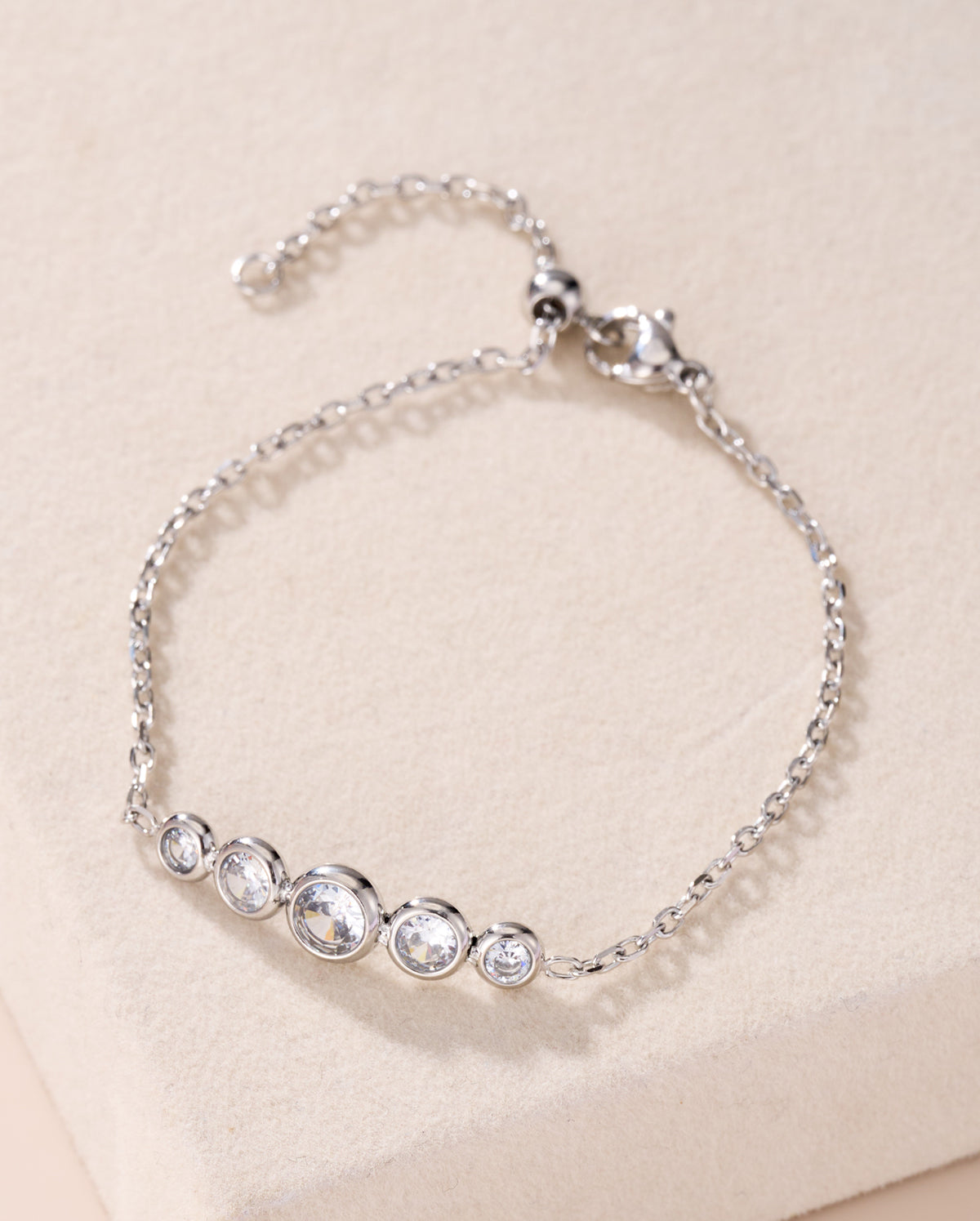 silver five cz bracelet