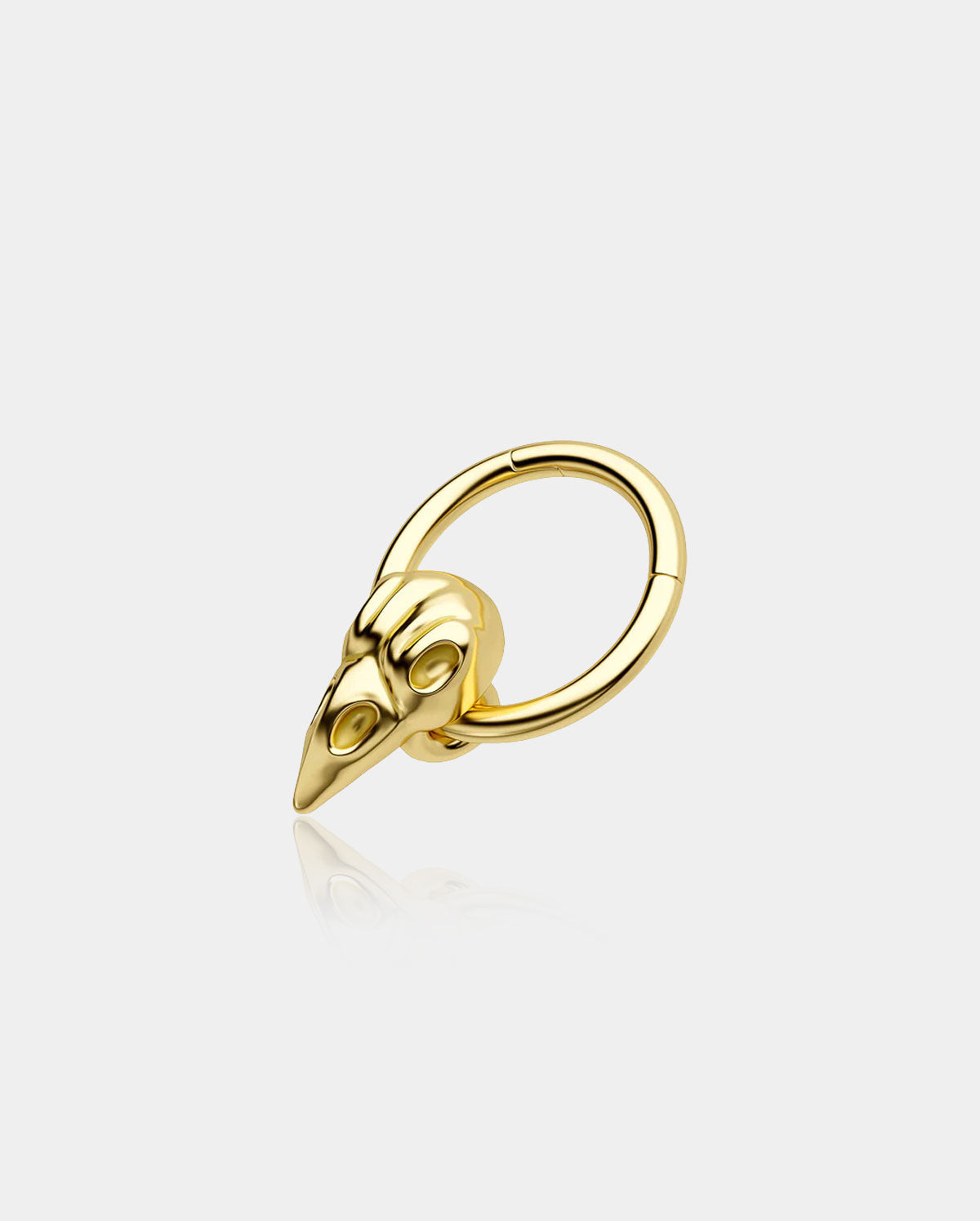gold bird head skull septum ring