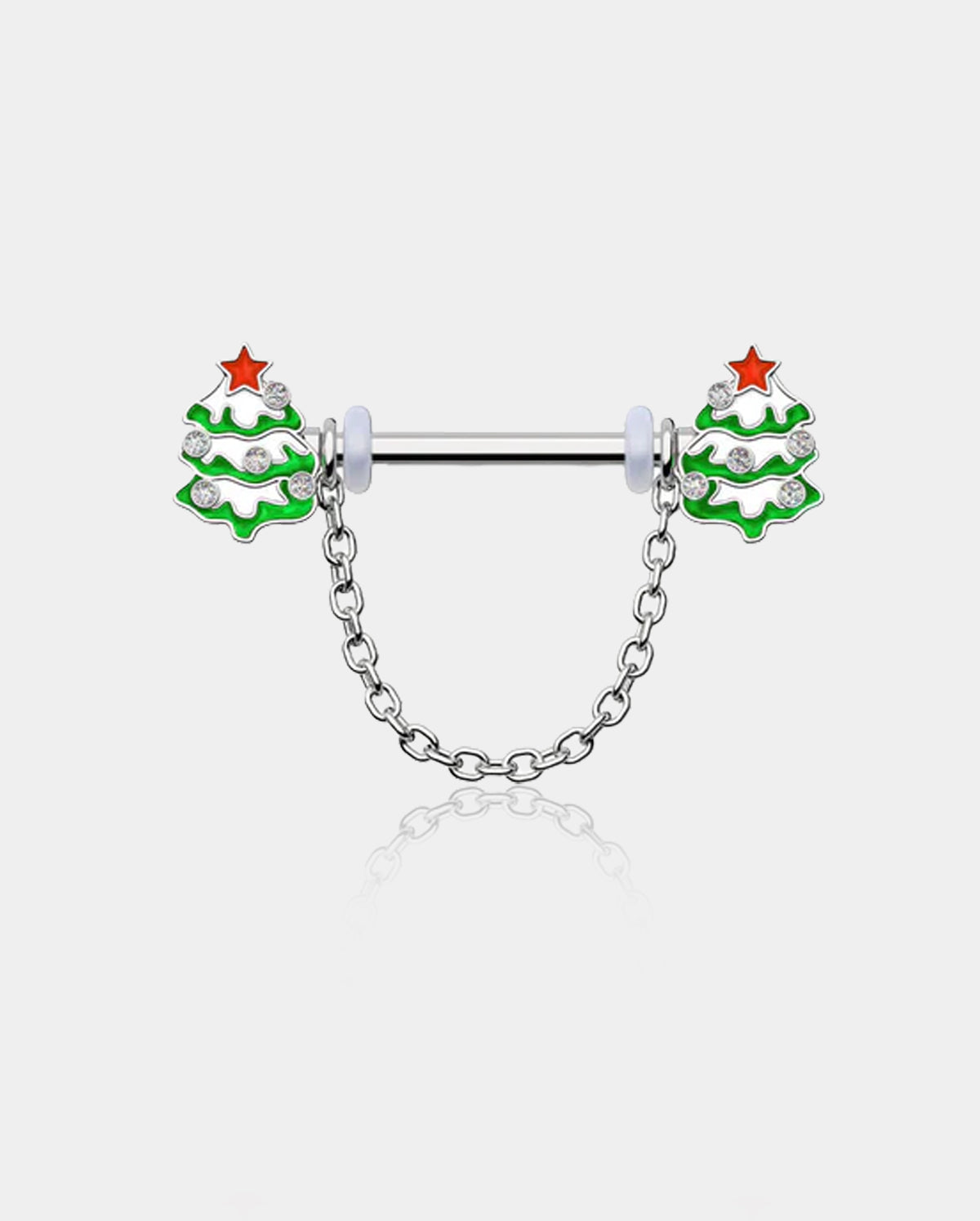 2PCS Chrismas Tree Dangle Nipple Barbell