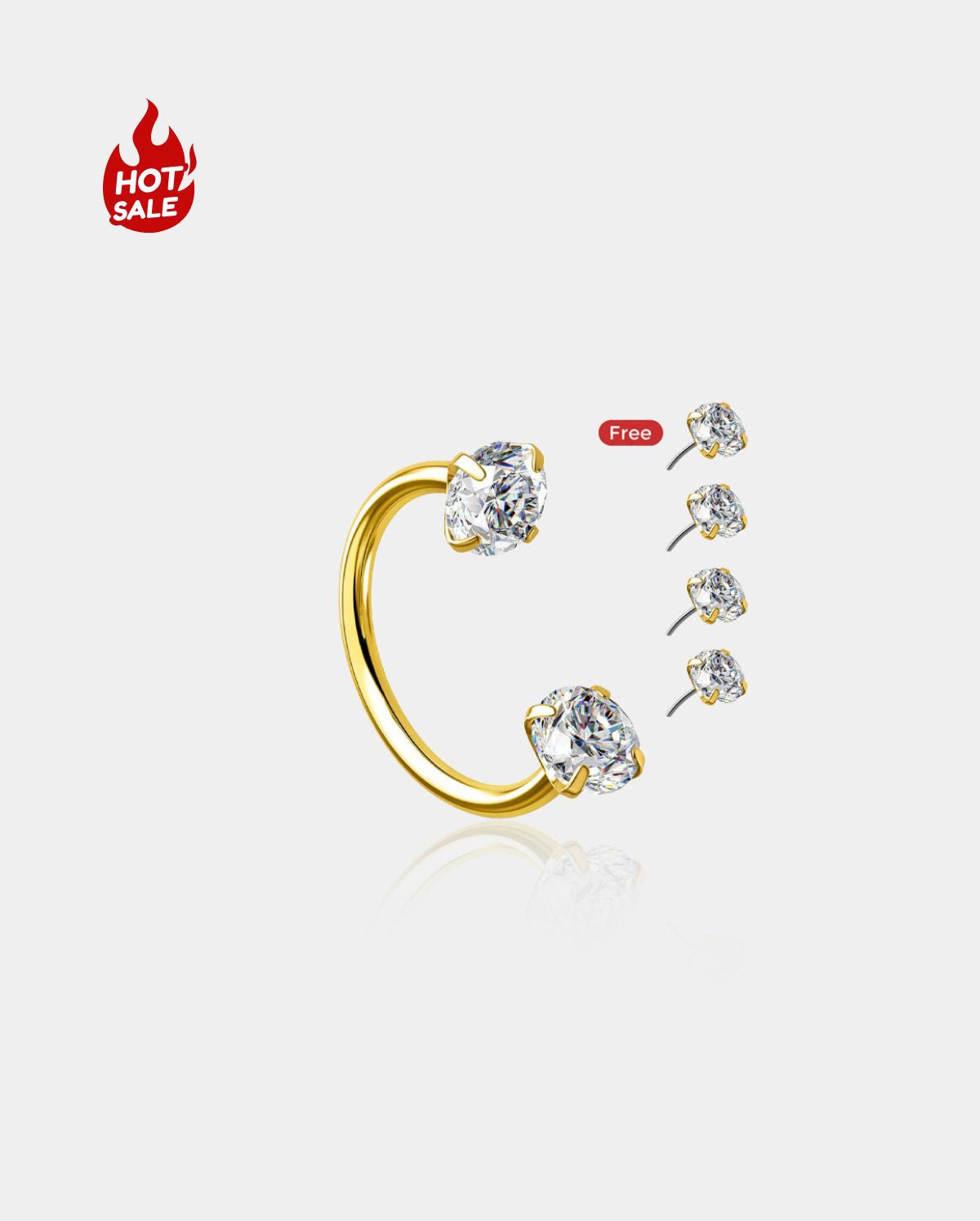 Threadless CZ Horseshoe Nose Ring Set-Upgraded Style