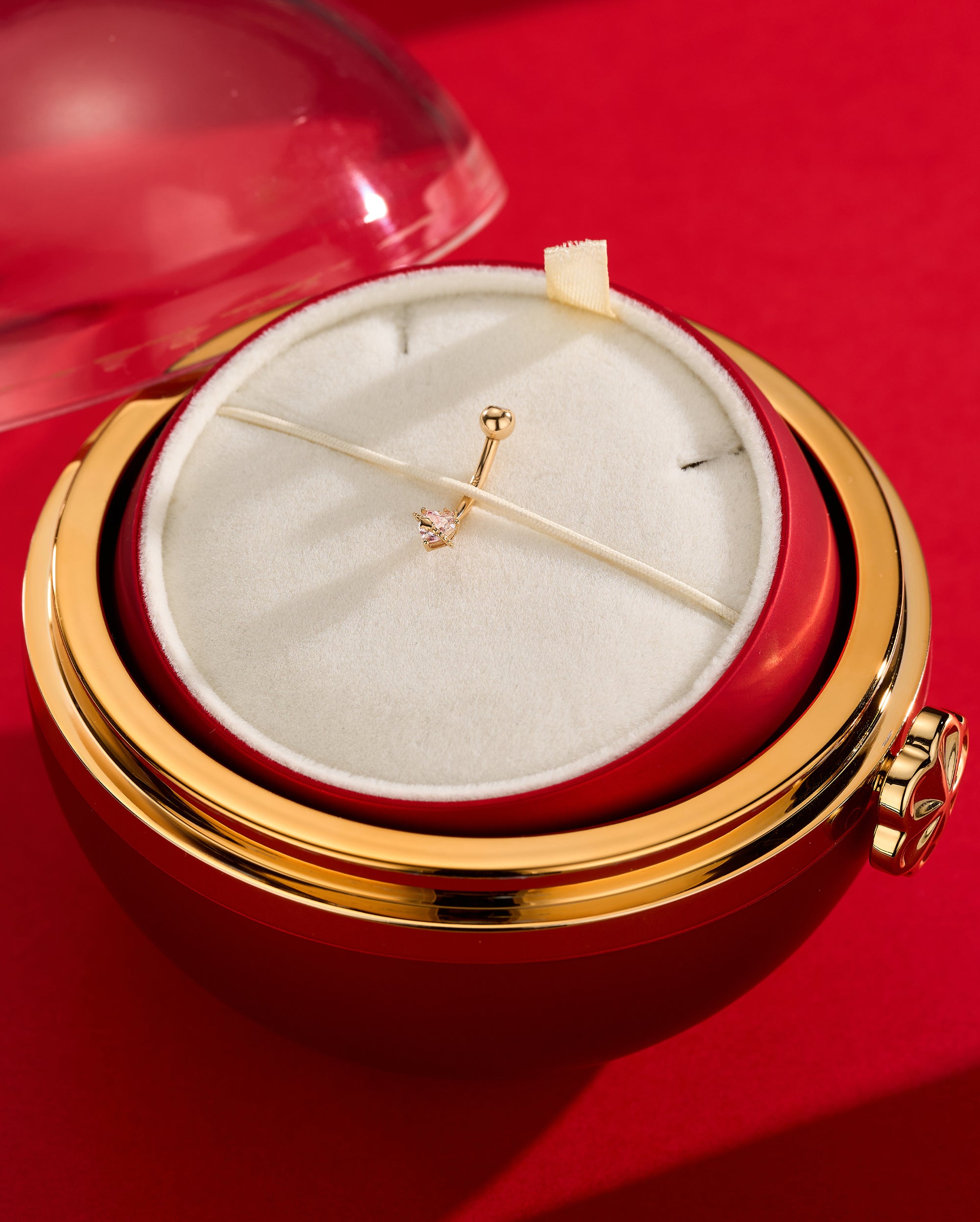 14K Gold Heart & Star Orbit Belly Ring