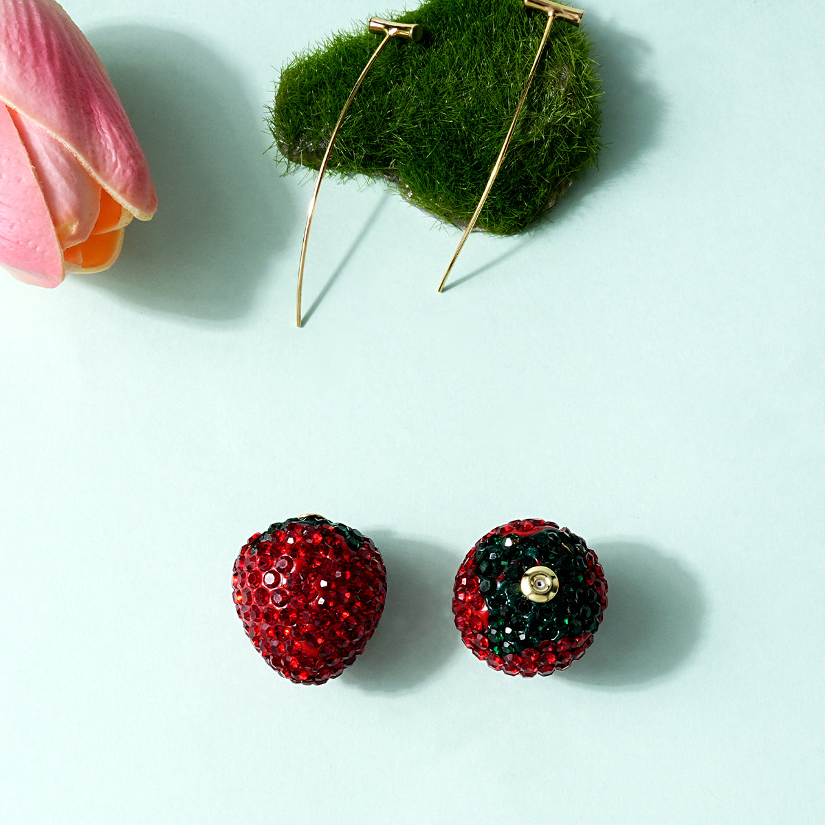 Strawberry Threadless Push-In Drop Earrings