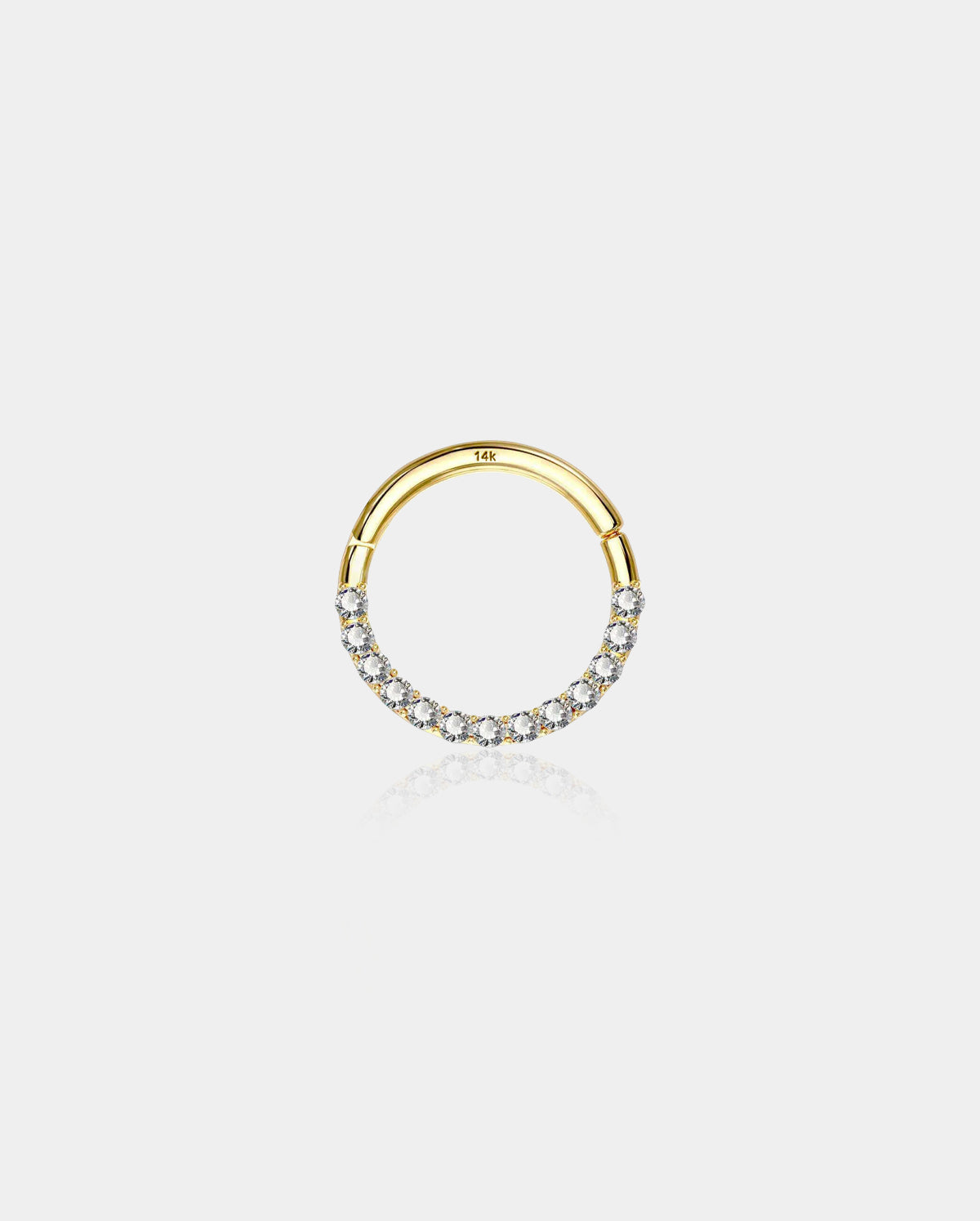 18G 14K Gold Front CZ Segment Septum Ring