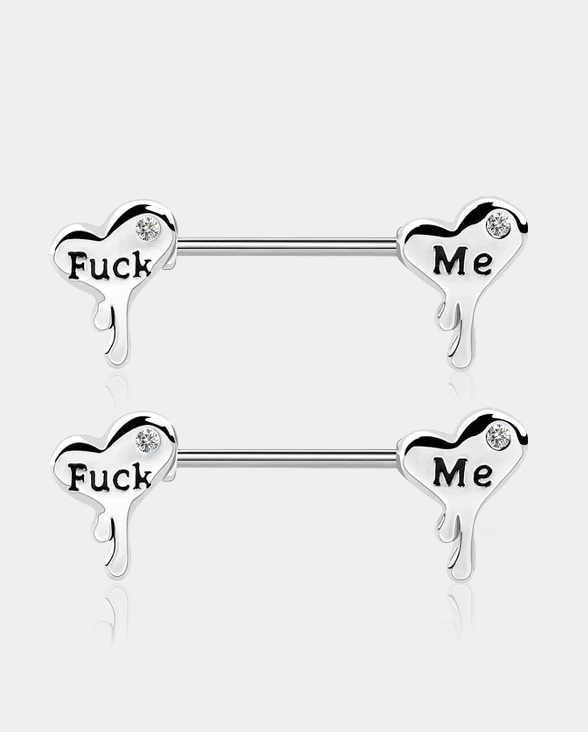 2Pcs Melting Heart and Letter Nipple Rings Pack