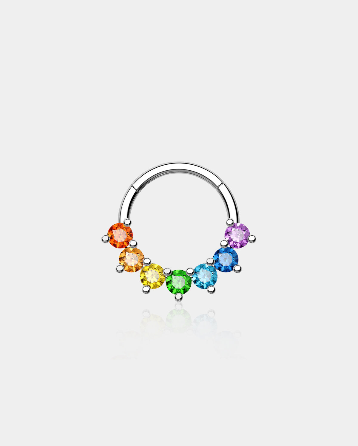 Rainbow CZ Hinged Segment Daith Septum Ring