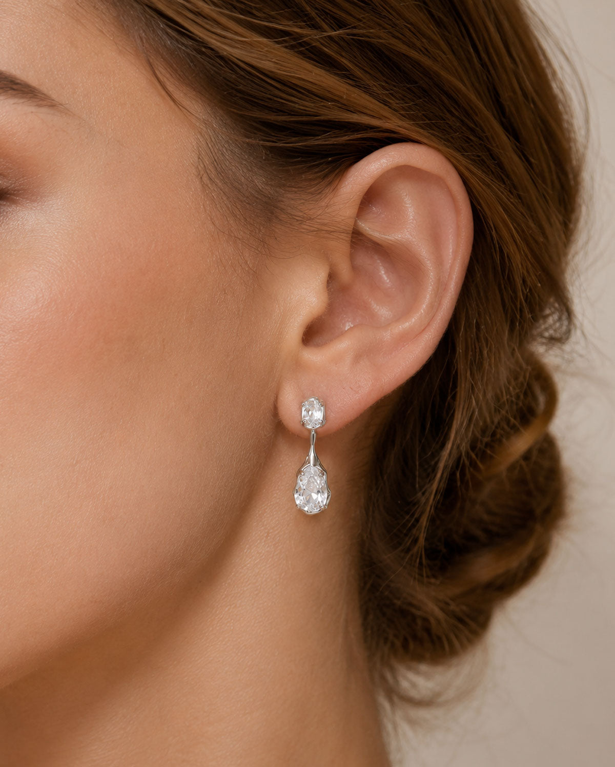 2PCS Teardrop CZ Threader Drop Earrings