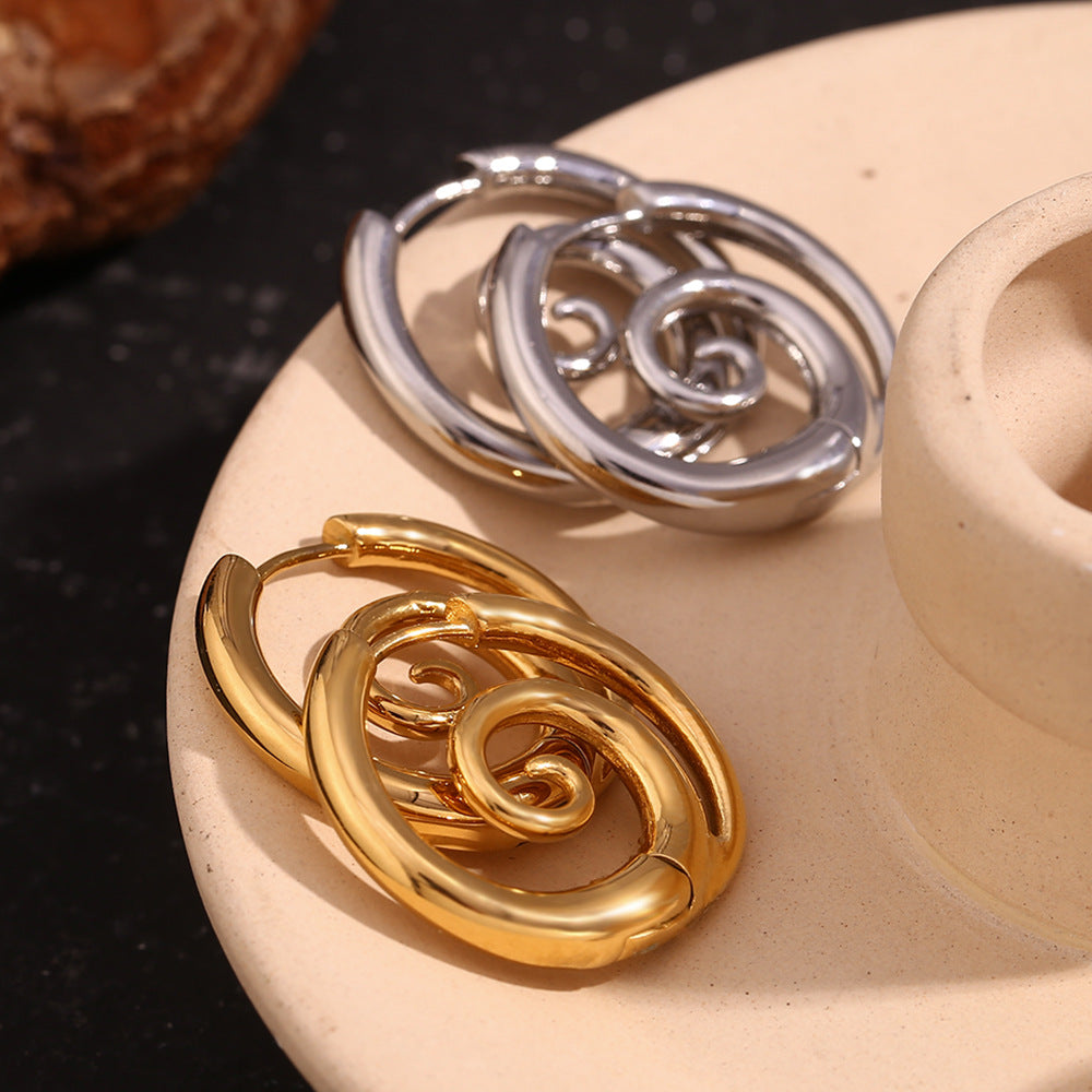 2PCS Faux Stretched Spiral Clicker Earrings