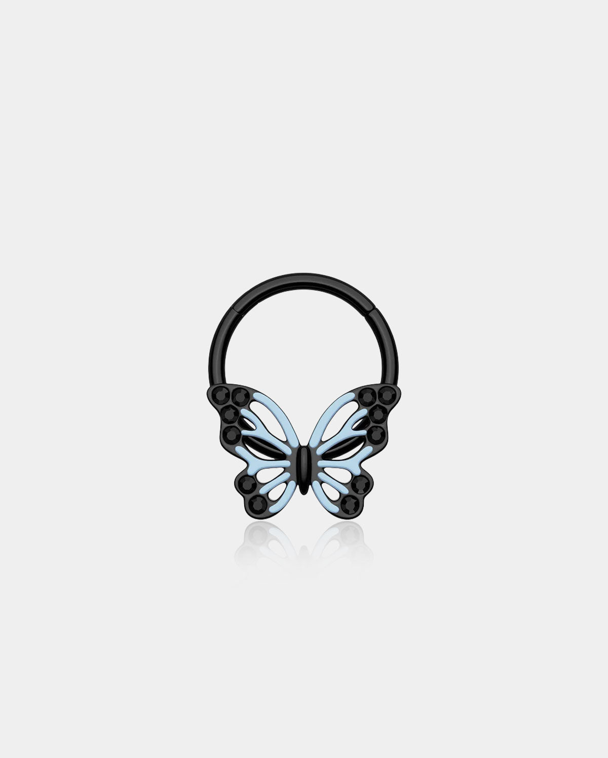 Black Blue Butterfly Segment Septum Ring