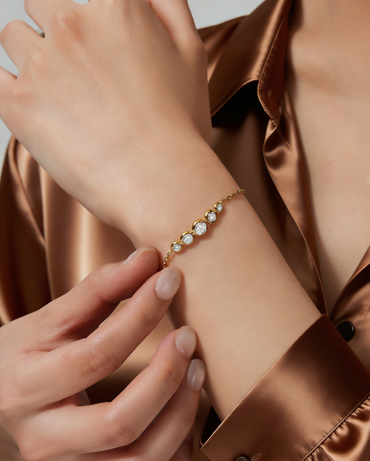 gold five cz bracelet