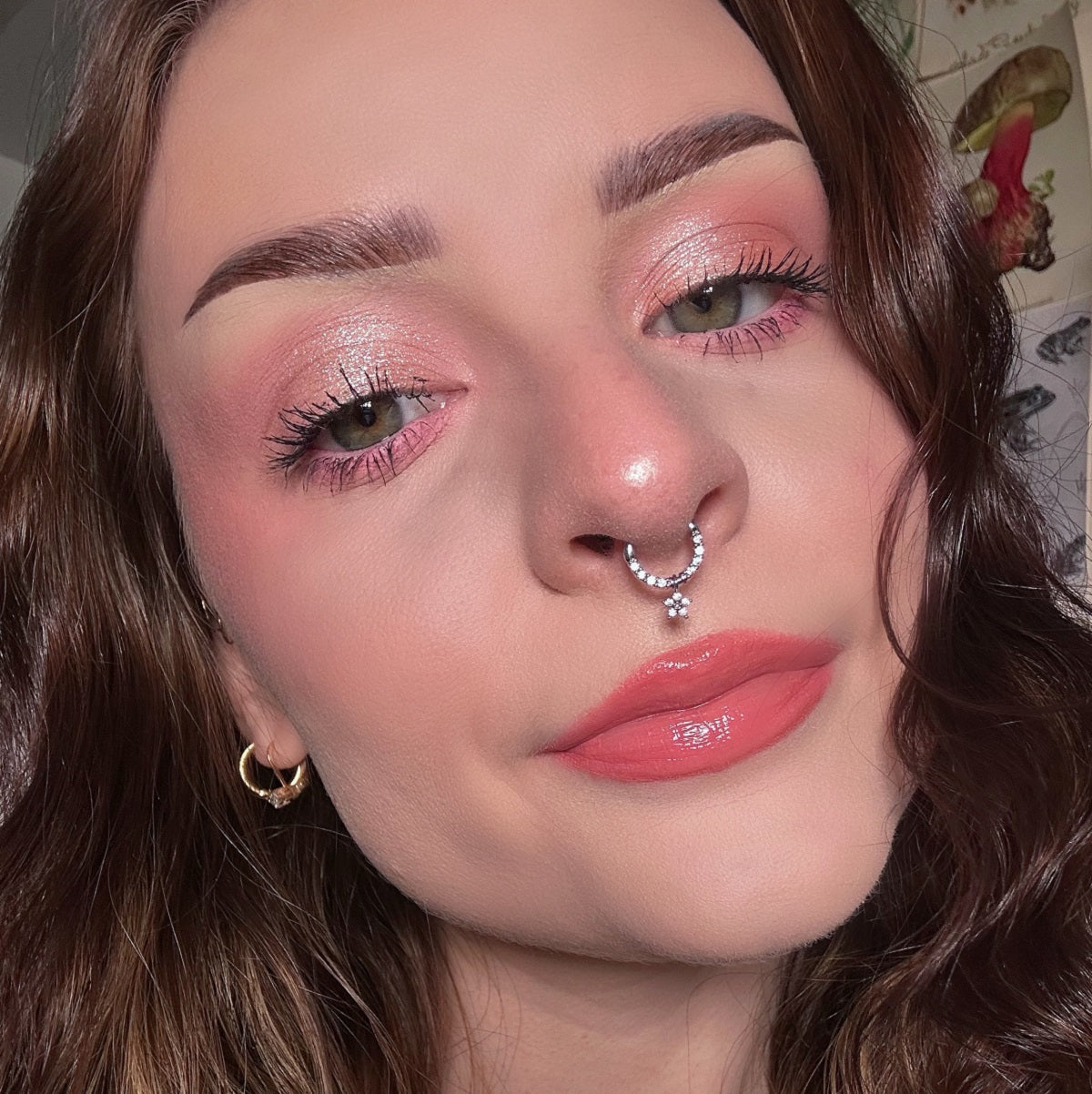 Flower CZ Dangle Daith Septum Ring