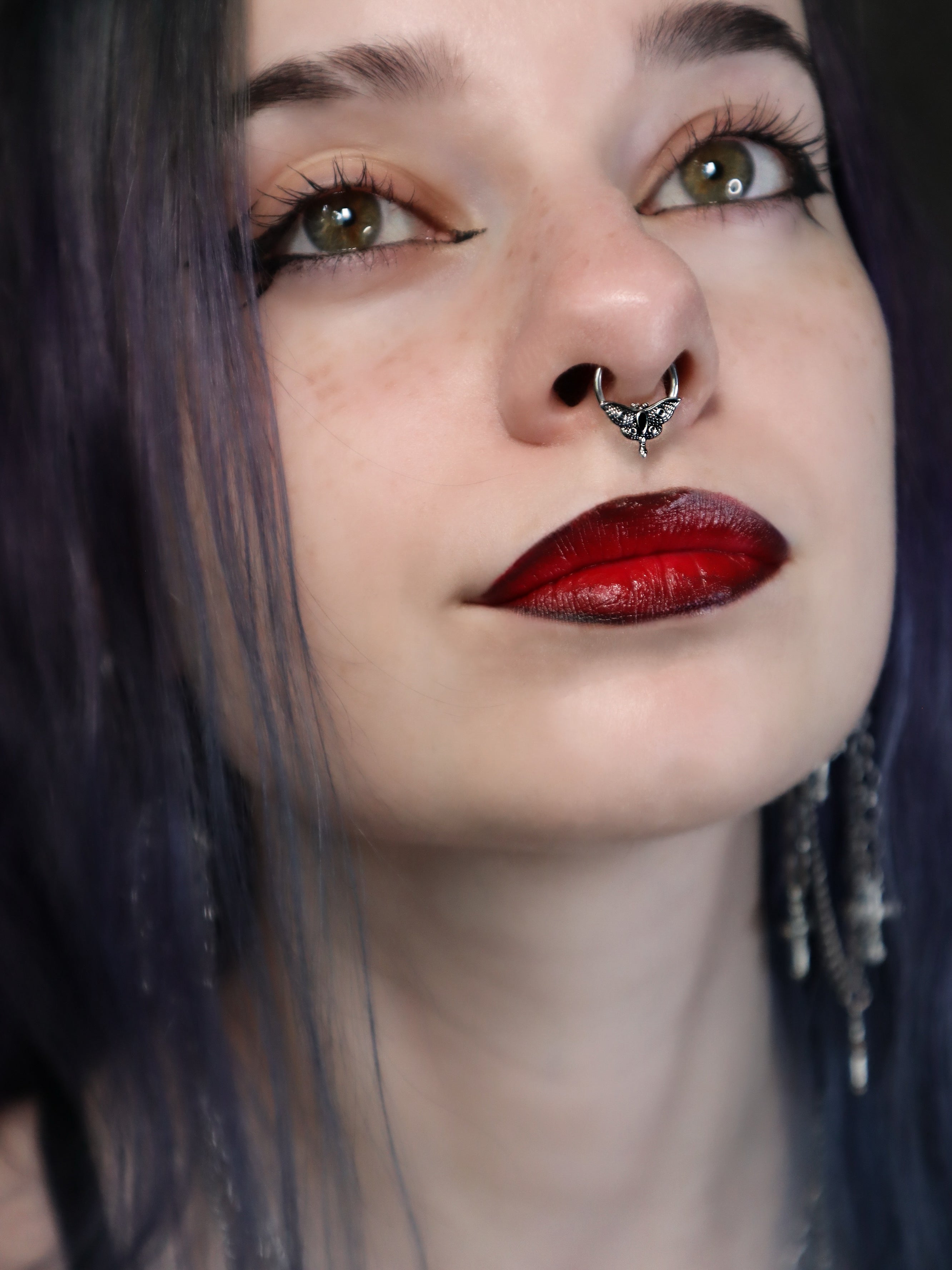 Carved Moth Daith Septum Ring