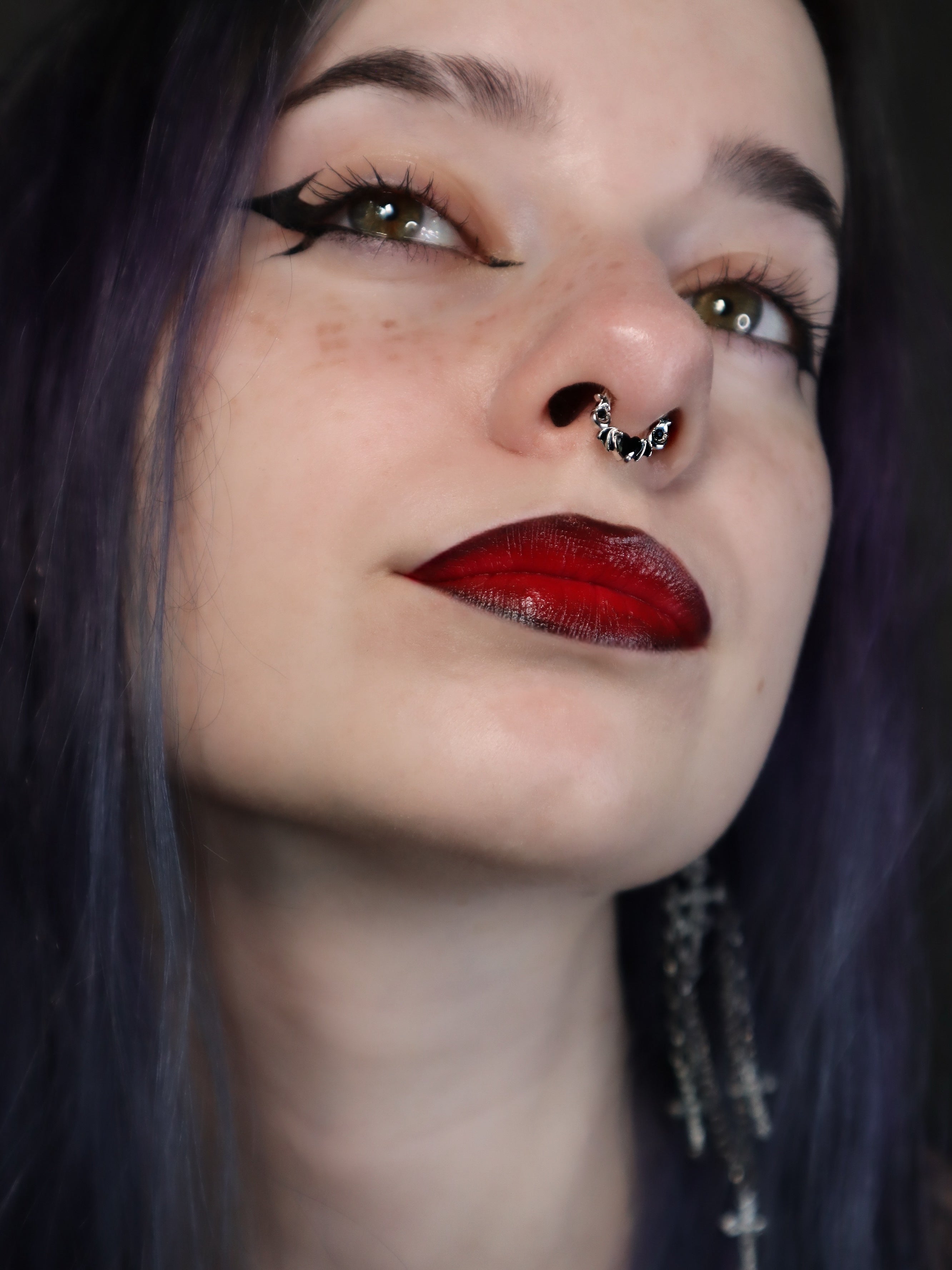 Bat Heart CZ Daith Septum Ring