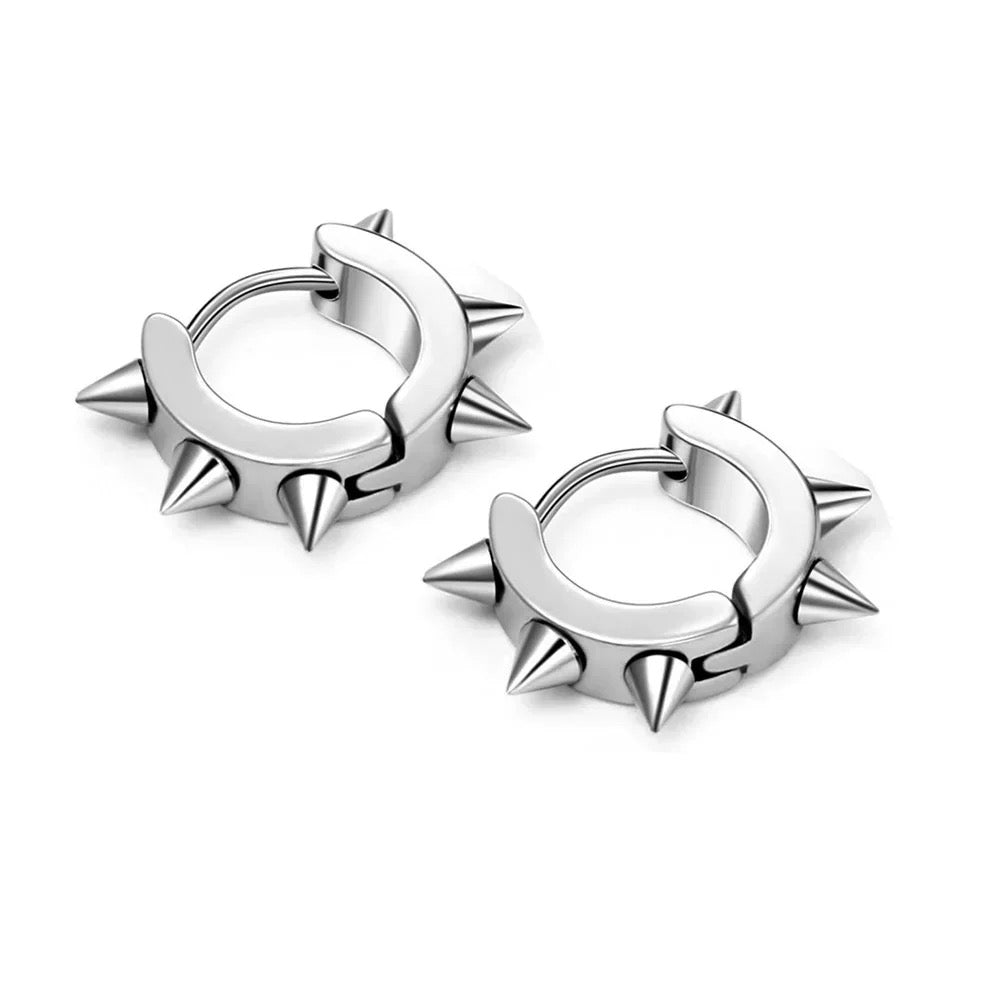 2PCS Spike Punk Hoop Earrings