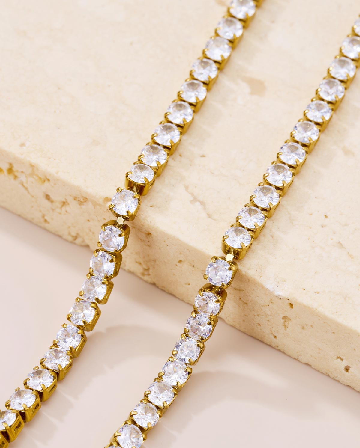 2PCS 18K Gold Plated CZ Star Charm Layered Anklet Set
