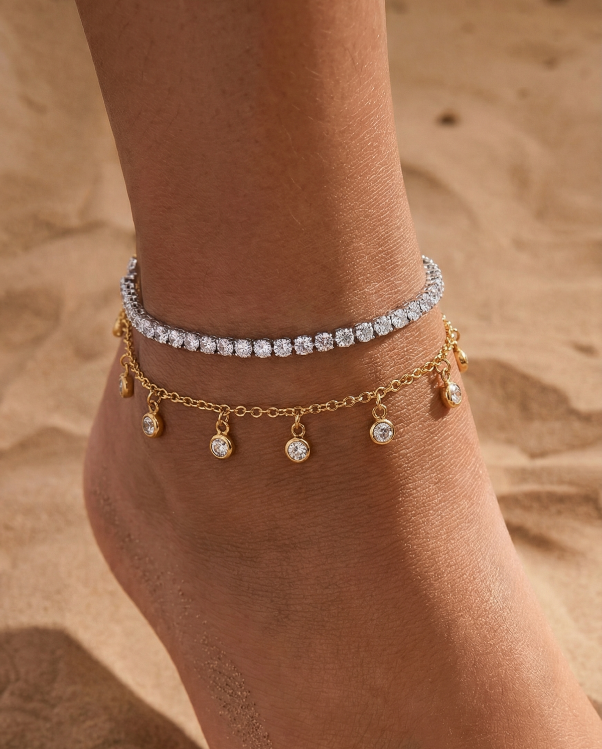 summer layered anklet set