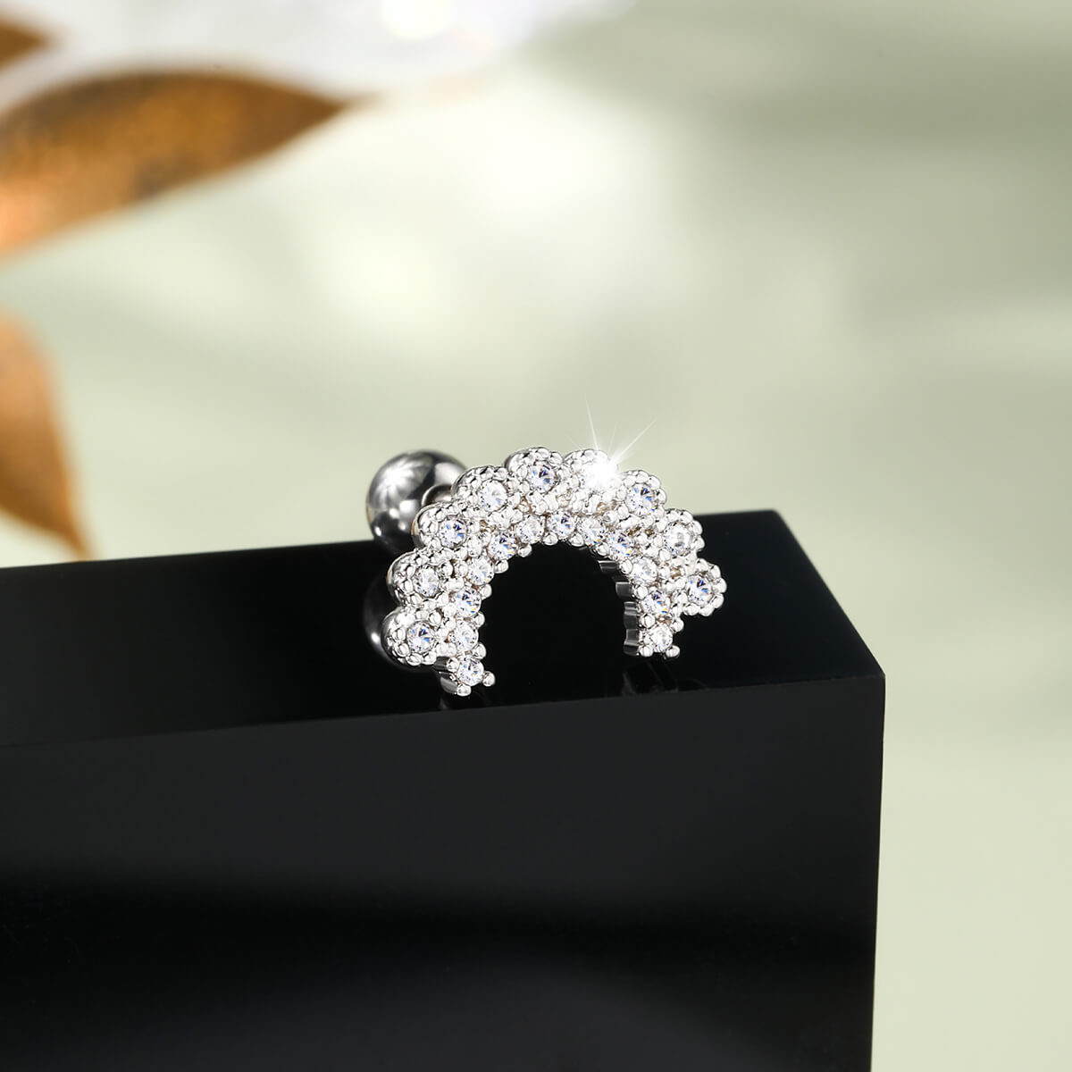 shiny cluster CZ cartilage stud
